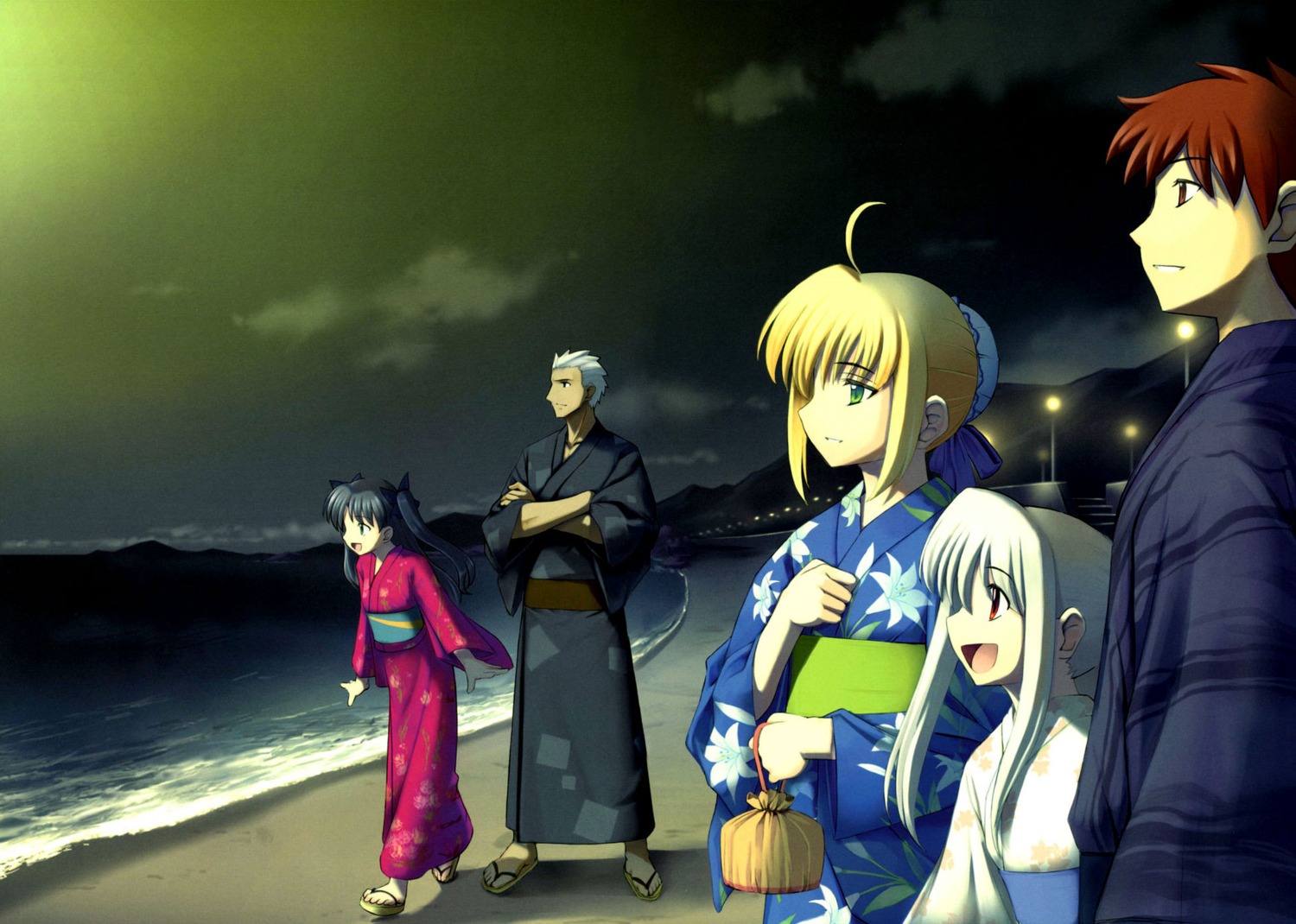 archer emiya_shirou fate/stay_night illyasviel_von_einzbern namonashi rubbish_selecting_squad saber toosaka_rin yukata