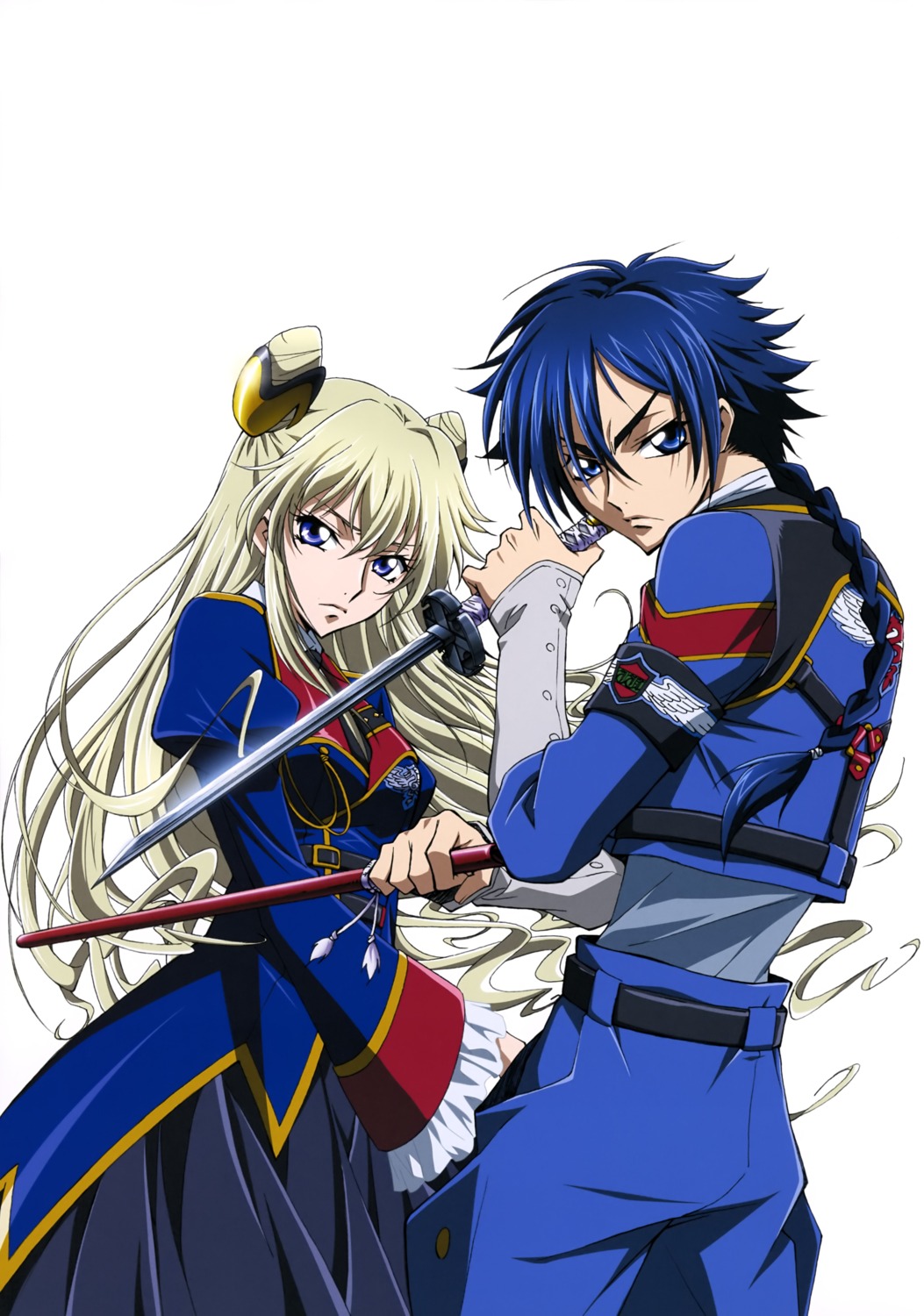 akito_the_exiled code_geass hyuuga_akito layla_markale sword uniform