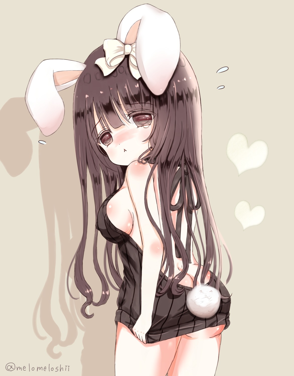animal_ears ass bunny_ears no_bra nopan shiina_melon sweater tail