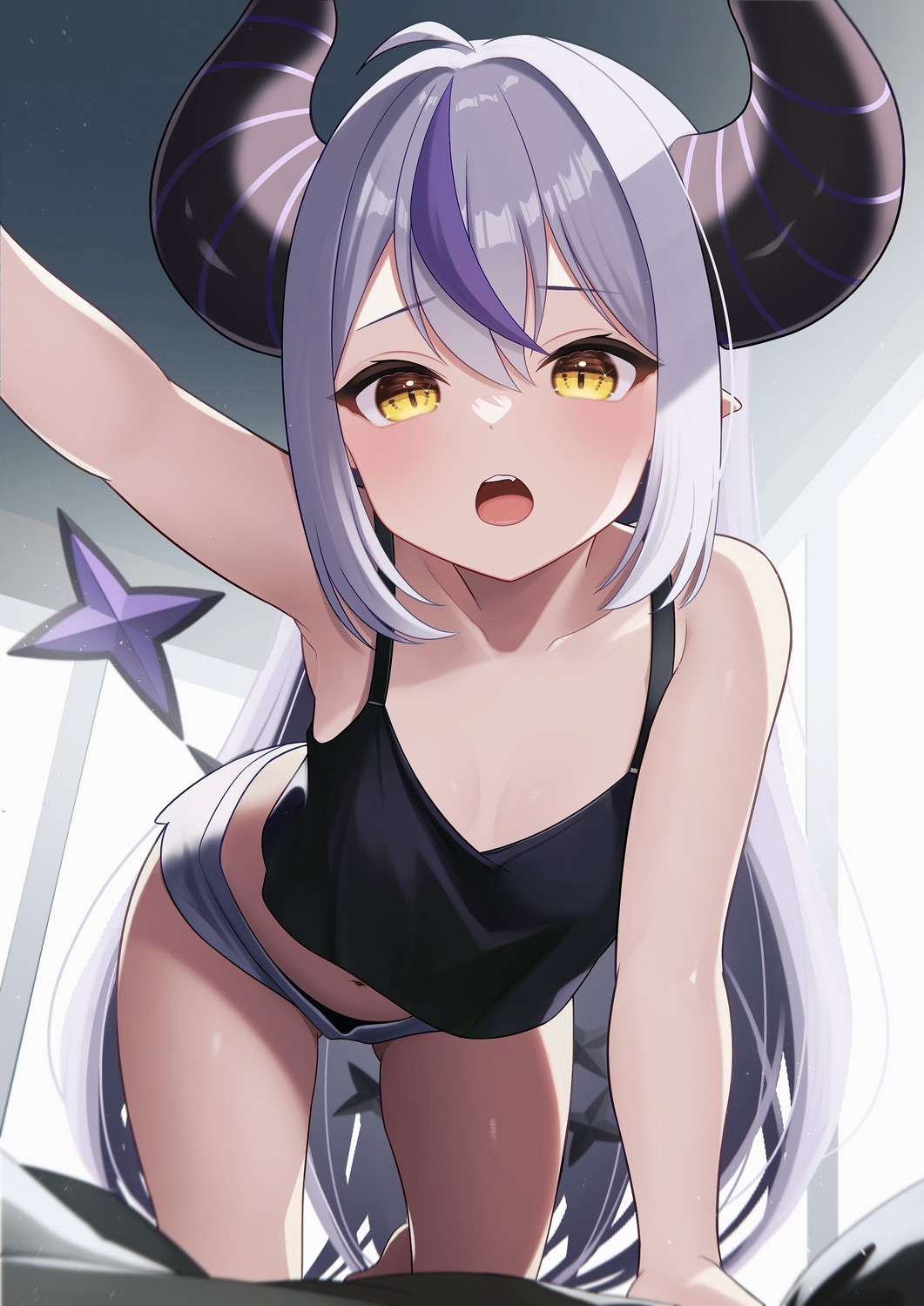 create8 hololive horns la+_darknesss lingerie loli pointy_ears selfie tail