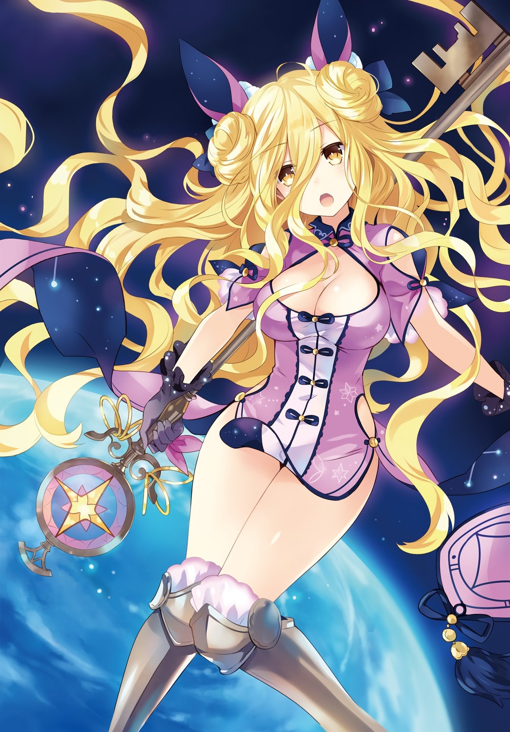 animal_ears armor chinadress cleavage date_a_live hoshimiya_mukuro tsunako weapon