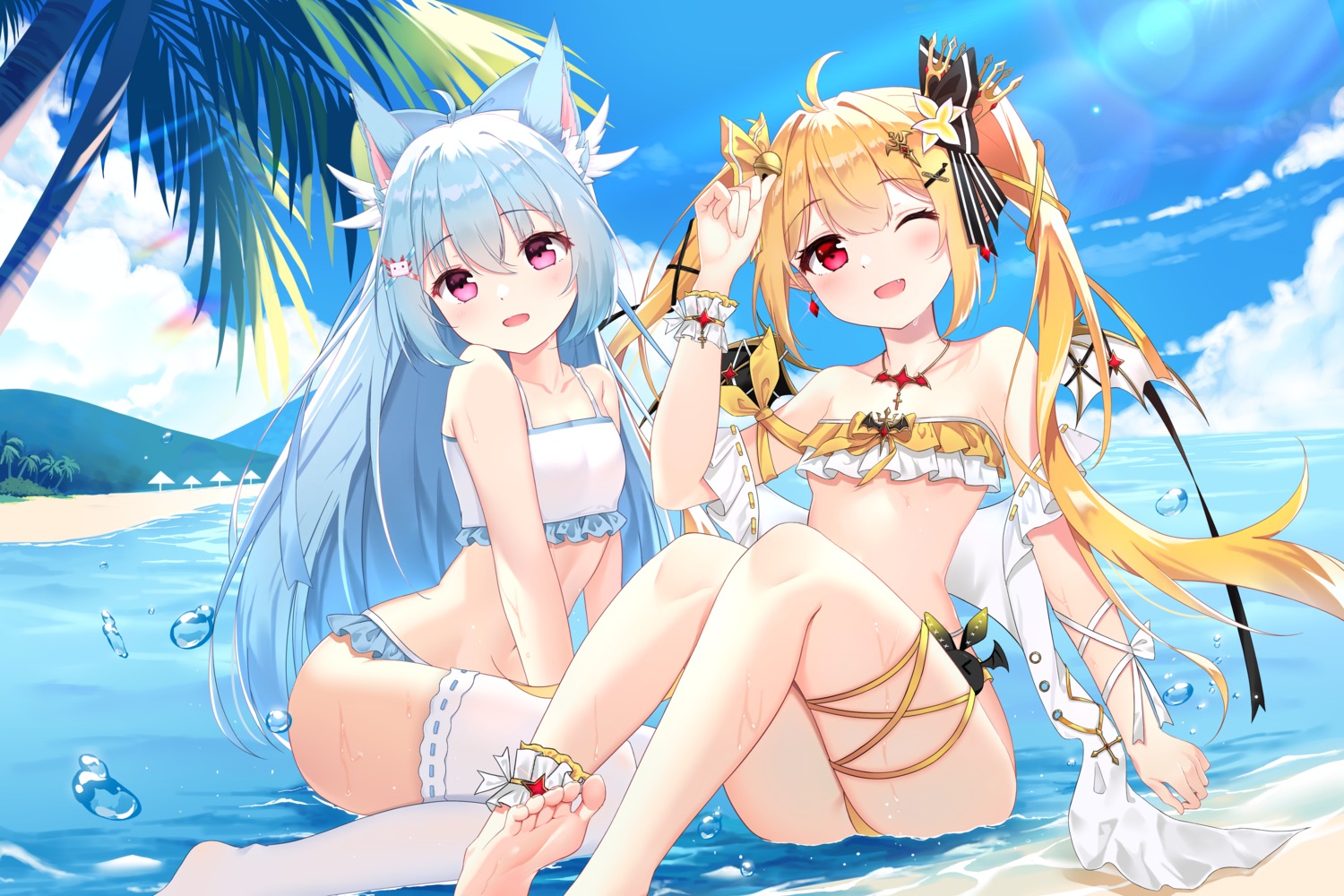 animal_ears bikini coyina feet garter loli swimsuits thighhighs wet