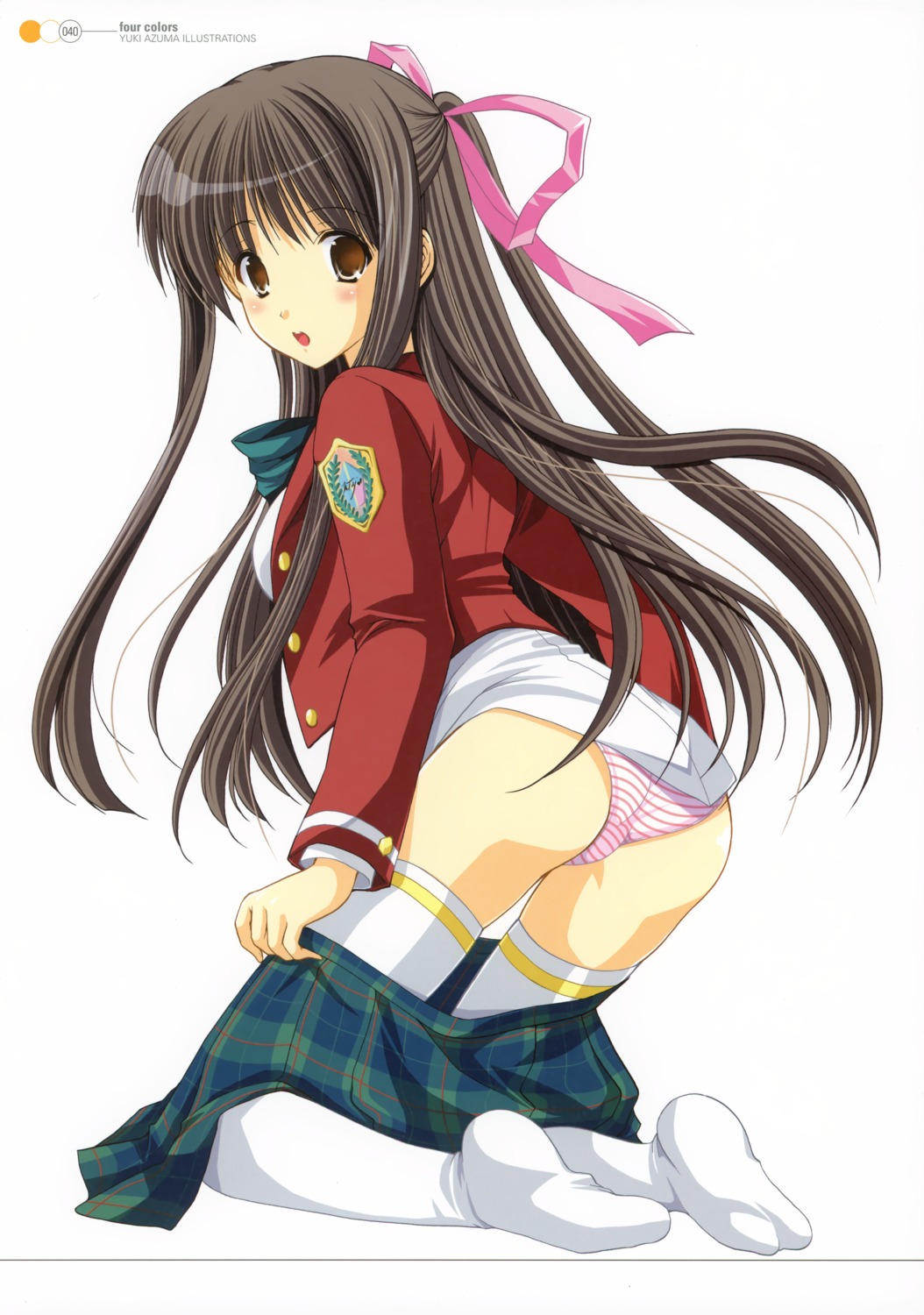 azuma_yuki pantsu seifuku shimapan thighhighs undressing