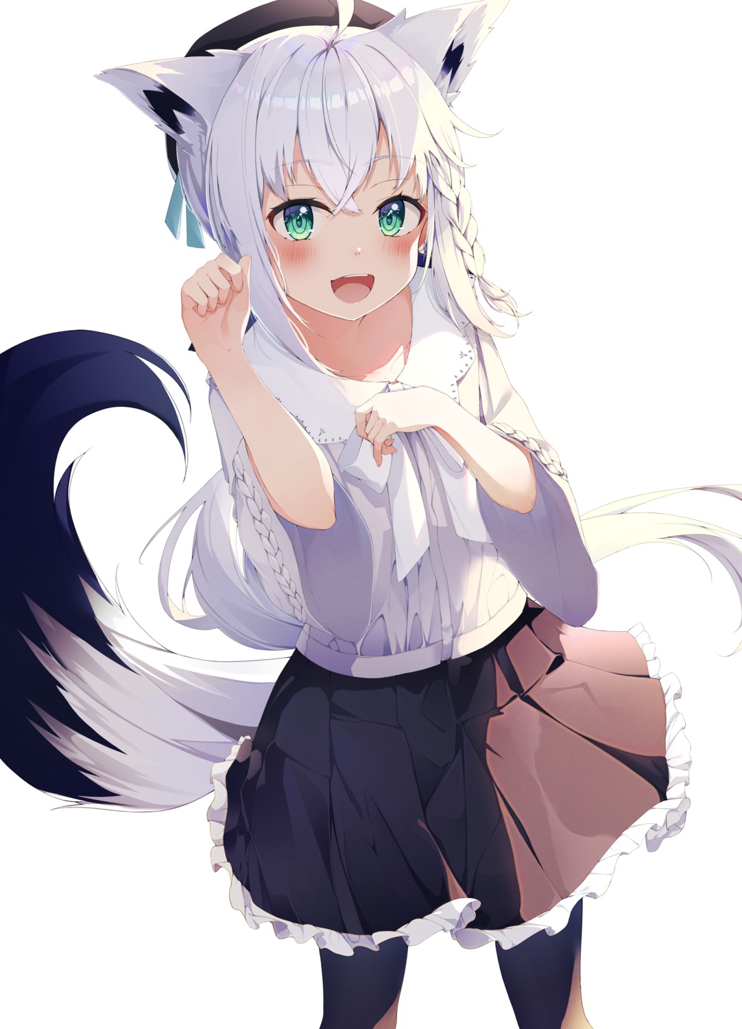 animal_ears hololive hololive_gamers keis_(locrian1357) kitsune shirakami_fubuki skirt_lift tail