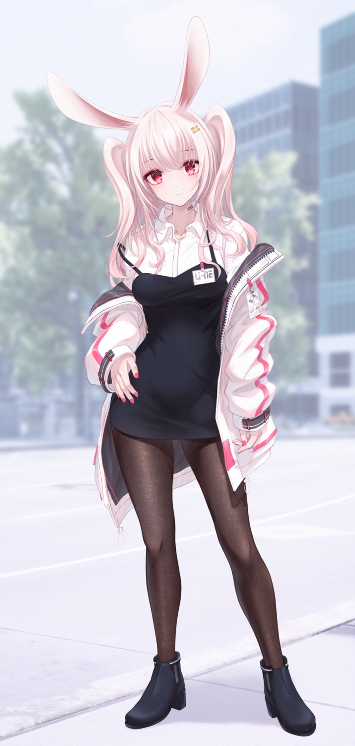 animal_ears bae.c bunny_ears dress heels pantyhose