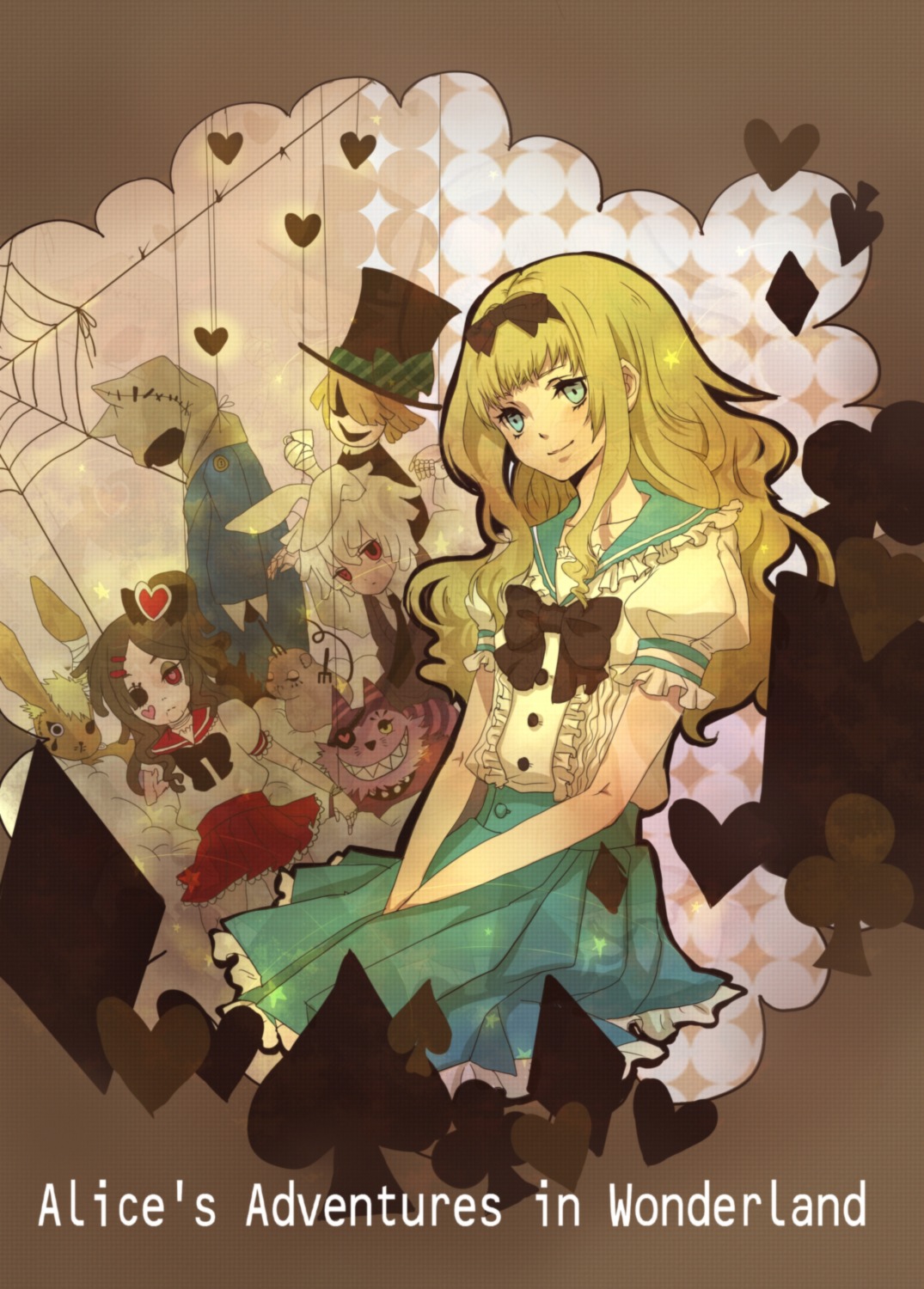 alice alice_in_wonderland cheshire_cat dress mad_hatter senano_yuu white_rabbit