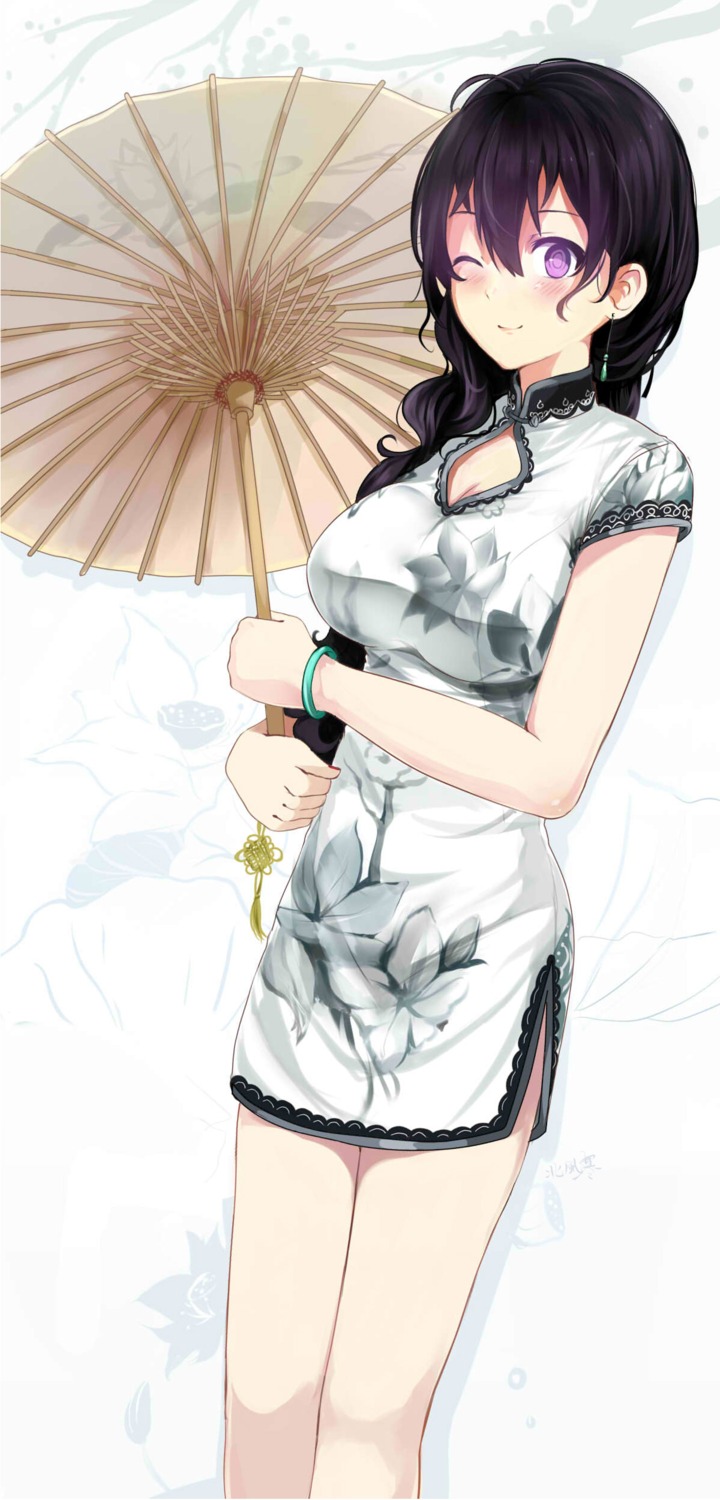 beifeng_han chinadress cleavage jpeg_artifacts miyaura_sanshio umbrella