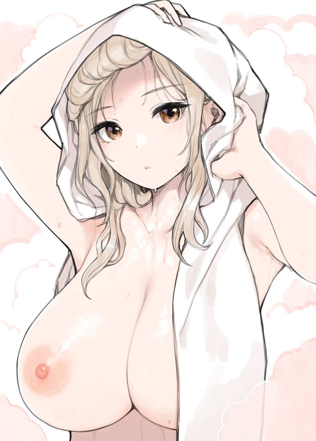 bathing nipples sunaba_suzume topless towel wet
