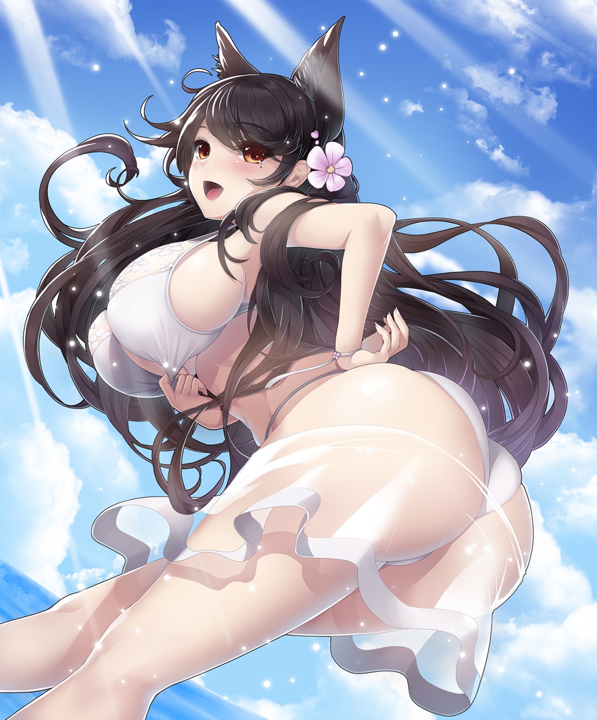 animal_ears ass atago_(azur_lane) azur_lane bikini koflif see_through swimsuits thong