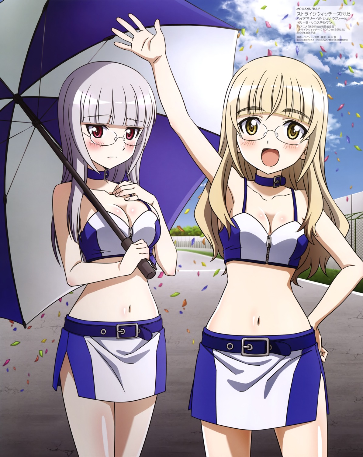 cleavage heidimarie_w_schnaufer itoi_megumi megane perrine-h_clostermann strike_witches umbrella