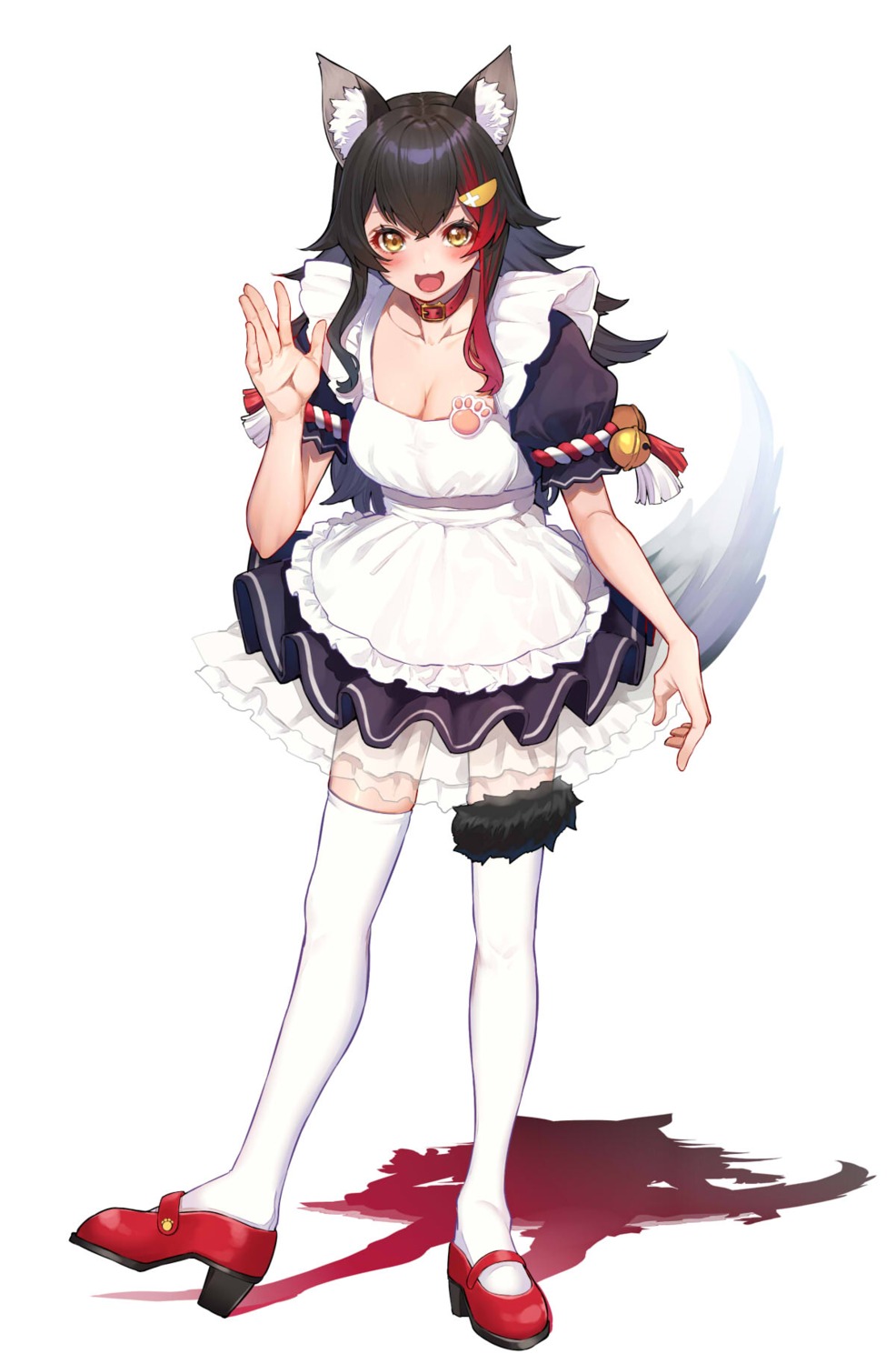 animal_ears cleavage garter heels hololive hololive_gamers maid mikan_(chipstar182) ookami_mio see_through tail thighhighs