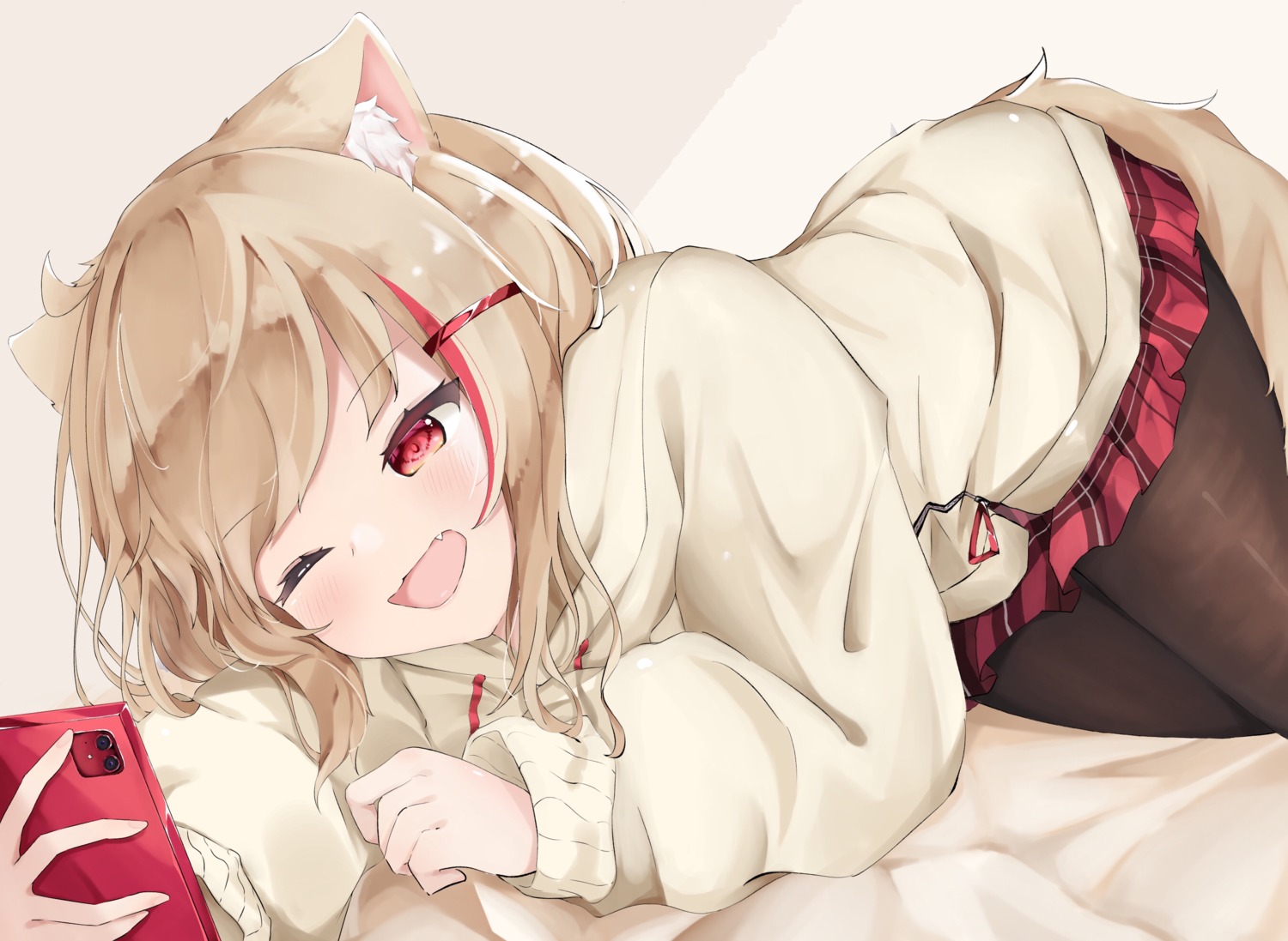 animal_ears konagi_(konachi_e) pantyhose sweater tail