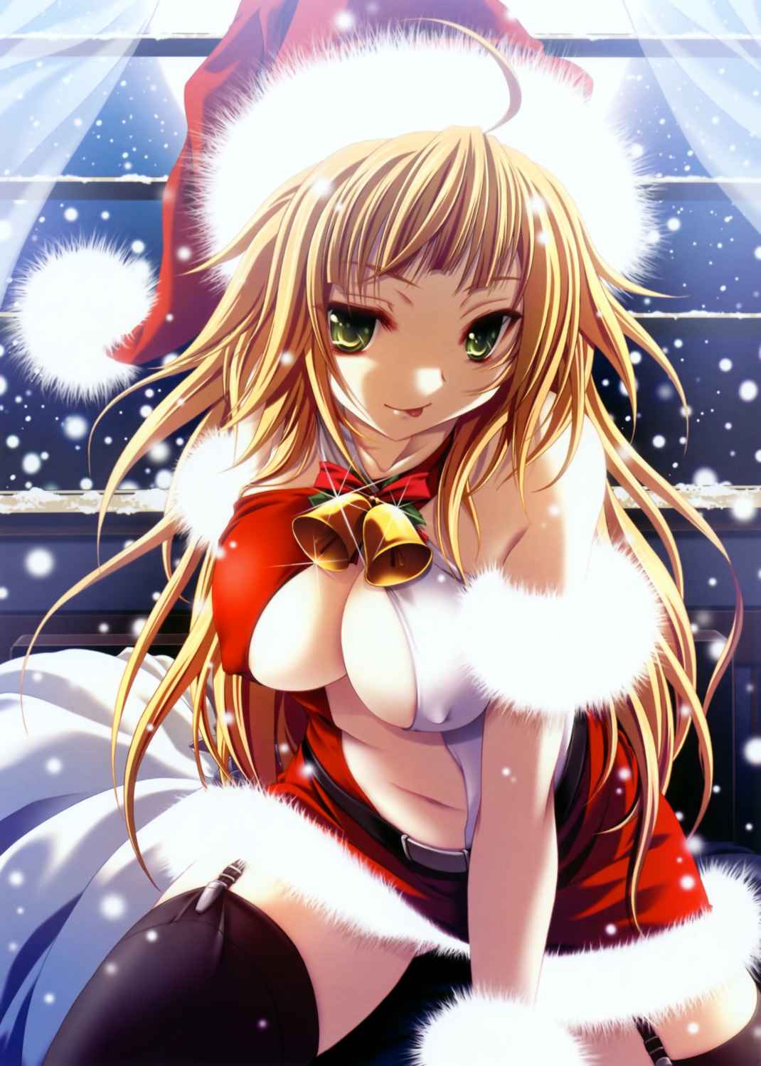 christmas cleavage erect_nipples miyama-zero stockings thighhighs