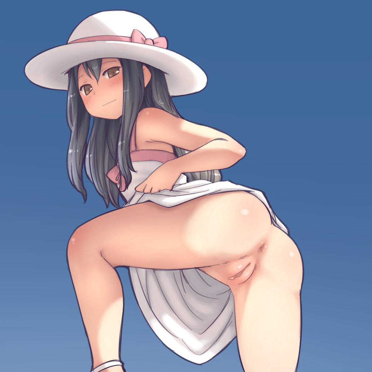 aaaa_(quad-a) anus ass dress loli nopan pussy skirt_lift summer_dress uncensored