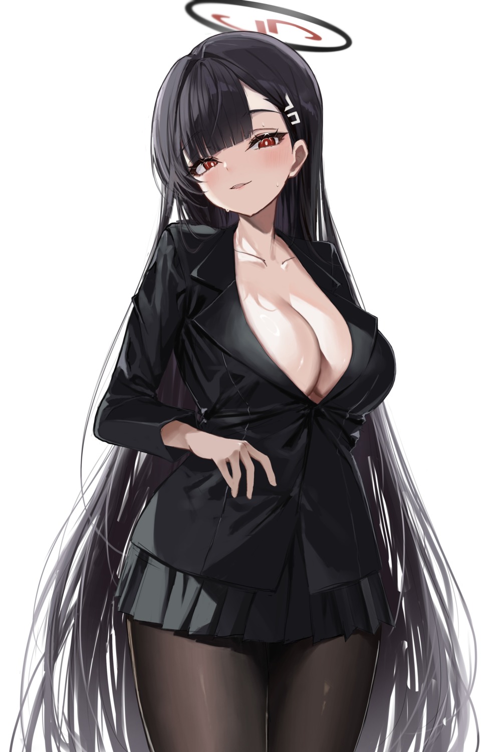 blue_archive business_suit halo no_bra open_shirt pantyhose tsukatsuki_rio ya_ta