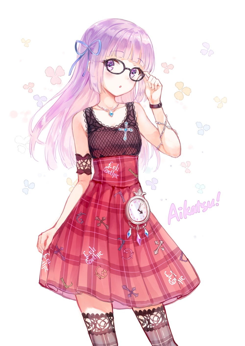 aikatsu! dress hikami_sumire hiten megane thighhighs