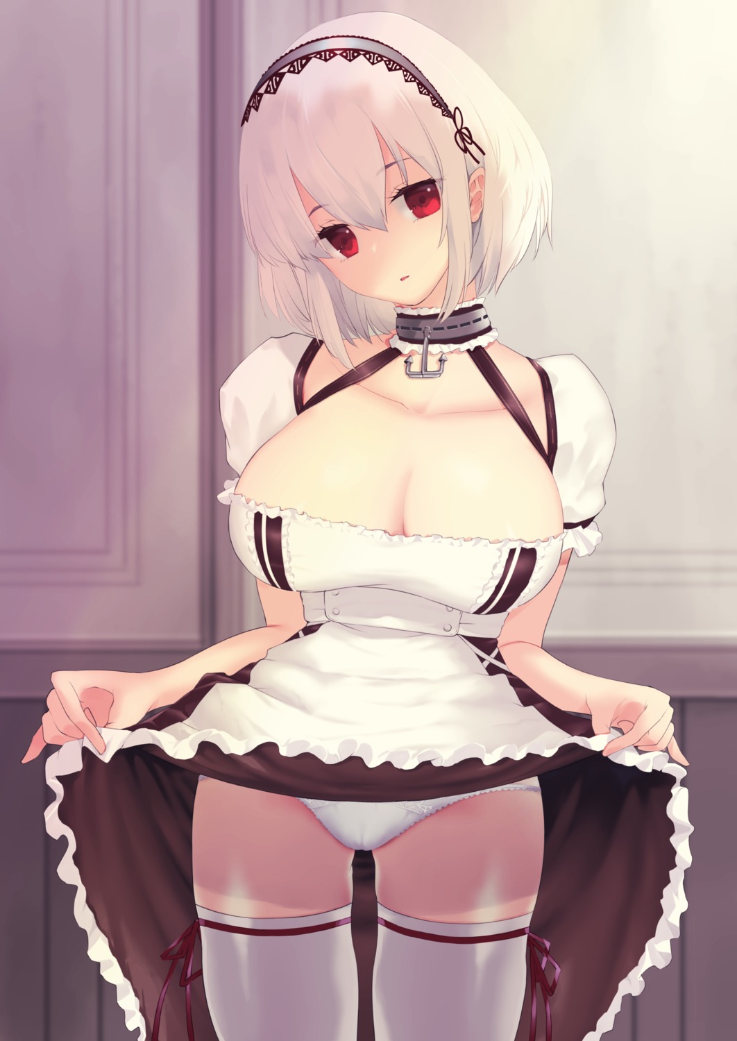 27-nichi azur_lane maid no_bra pantsu sirius_(azur_lane) skirt_lift thighhighs