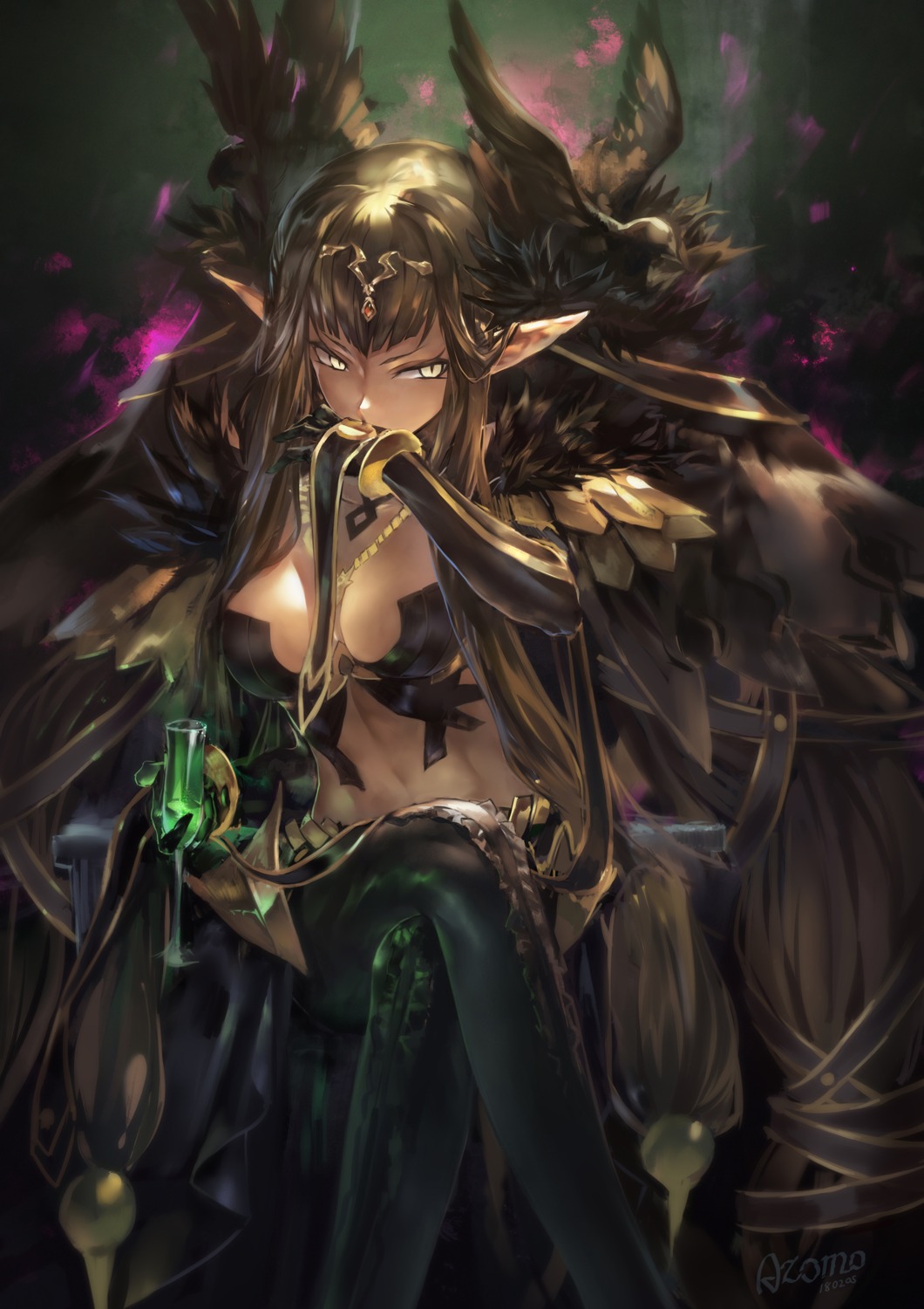 azomo cleavage fate/apocrypha fate/grand_order fate/stay_night pointy_ears semiramis_(fate)