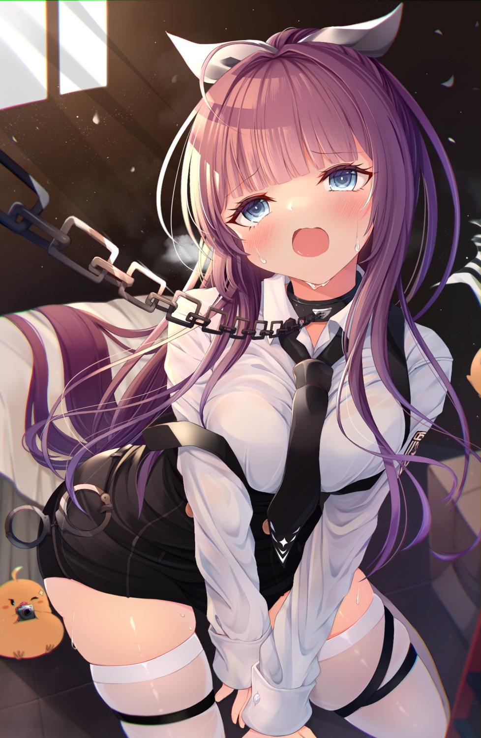 azur_lane bondage breast_hold garter manjuu_(azur_lane) nya_rl see_through tashkent_(azur_lane) thighhighs uniform