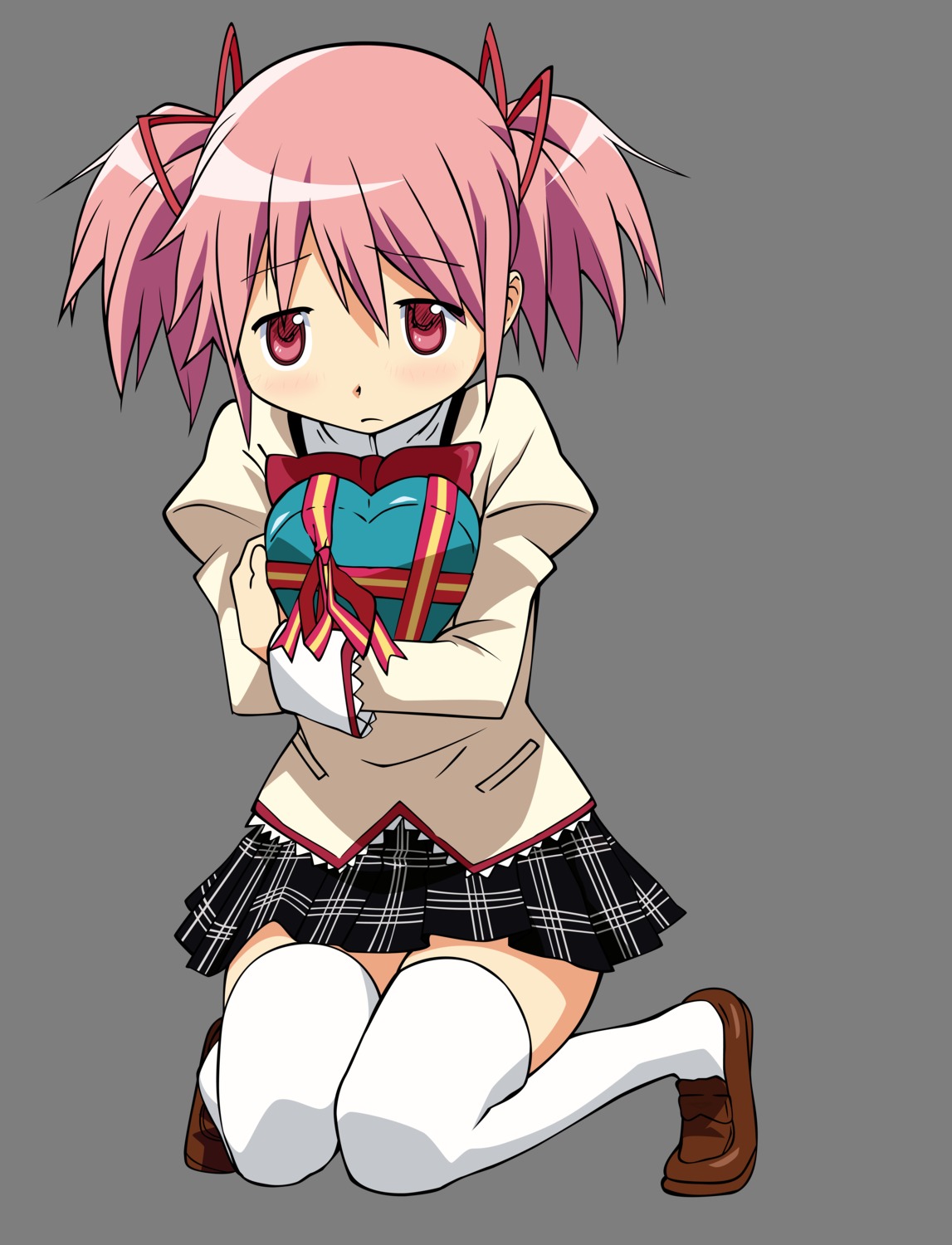 kaname_madoka mahou_shoujo_madoka_magica seifuku thighhighs transparent_png vector_trace