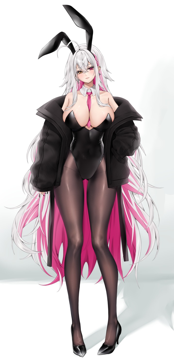 animal_ears bunny_ears bunny_girl heels heterochromia no_bra pantyhose vitaminechan