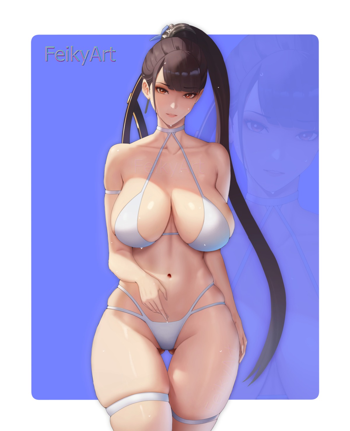 bikini eve_(stellar_blade) feikyart garter official_watermark stellar_blade swimsuits