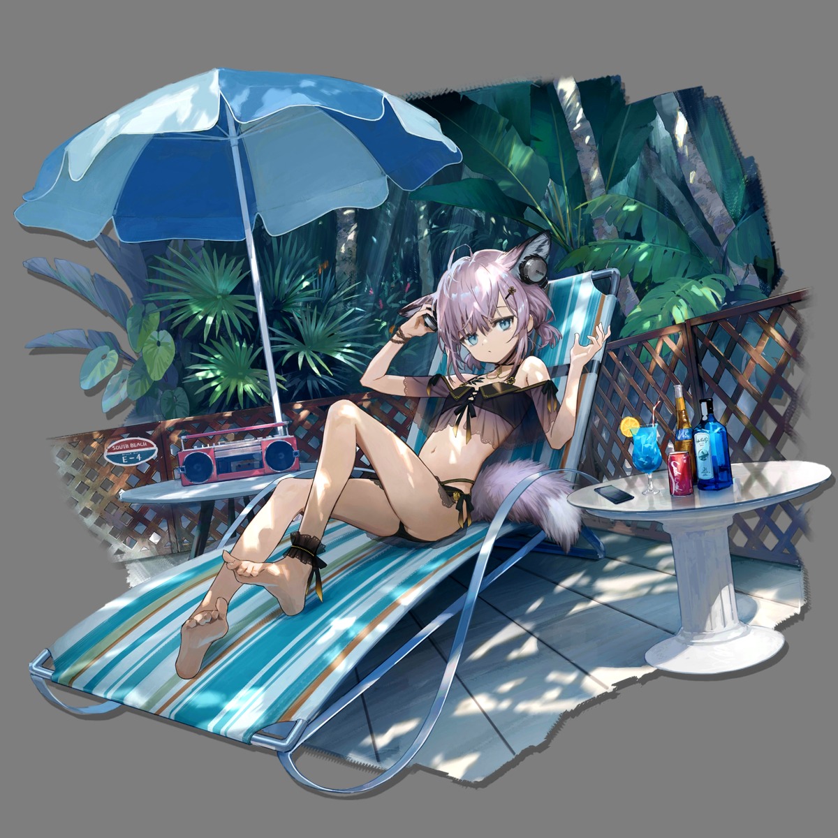 animal_ears arknights bikini feet see_through sho_(sho_lwlw) sussurro_(arknights) swimsuits tail transparent_png