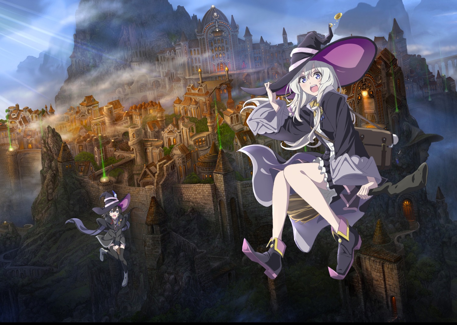 elaina_(majo_no_tabitabi) landscape majo_no_tabitabi saya_(majo_no_tabitabi) thighhighs ucchiey witch