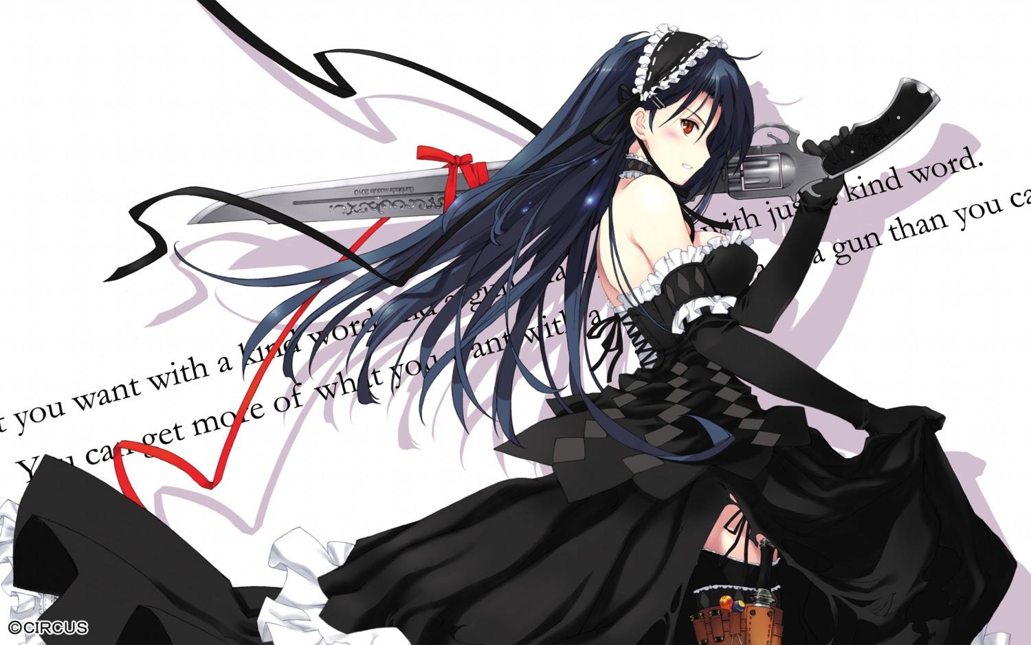 ar_forgotten_summer circus dress gothic_lolita gun lolita_fashion tagme thighhighs wallpaper