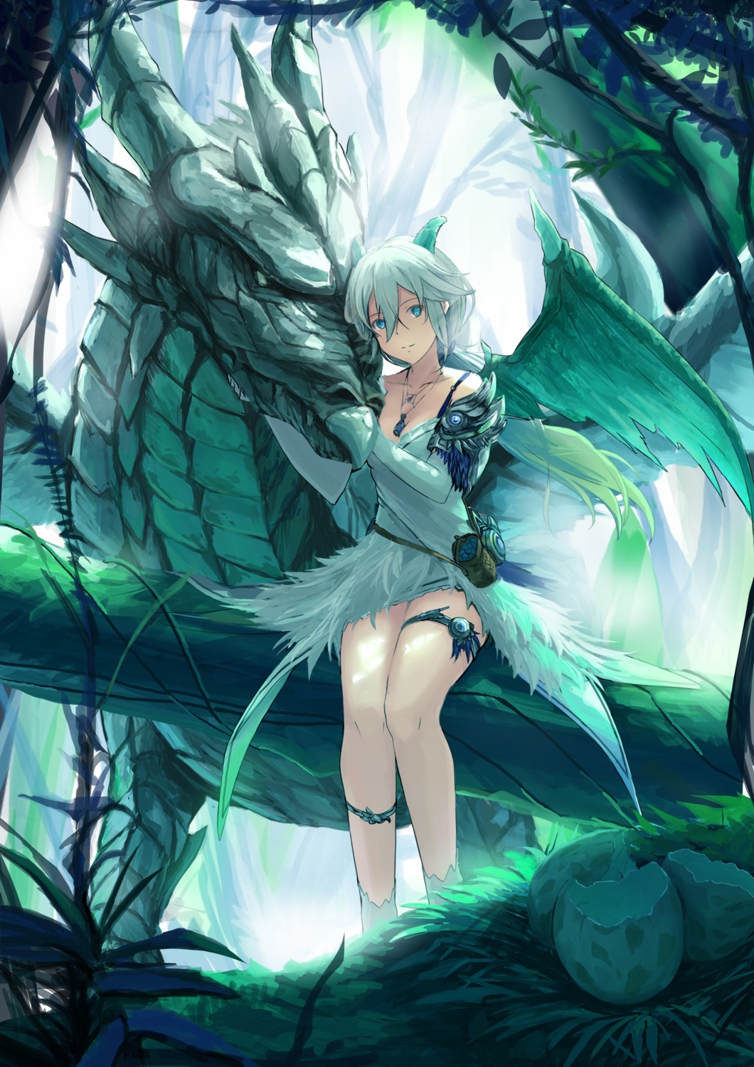 armor cleavage garter horns kyaro monster wings