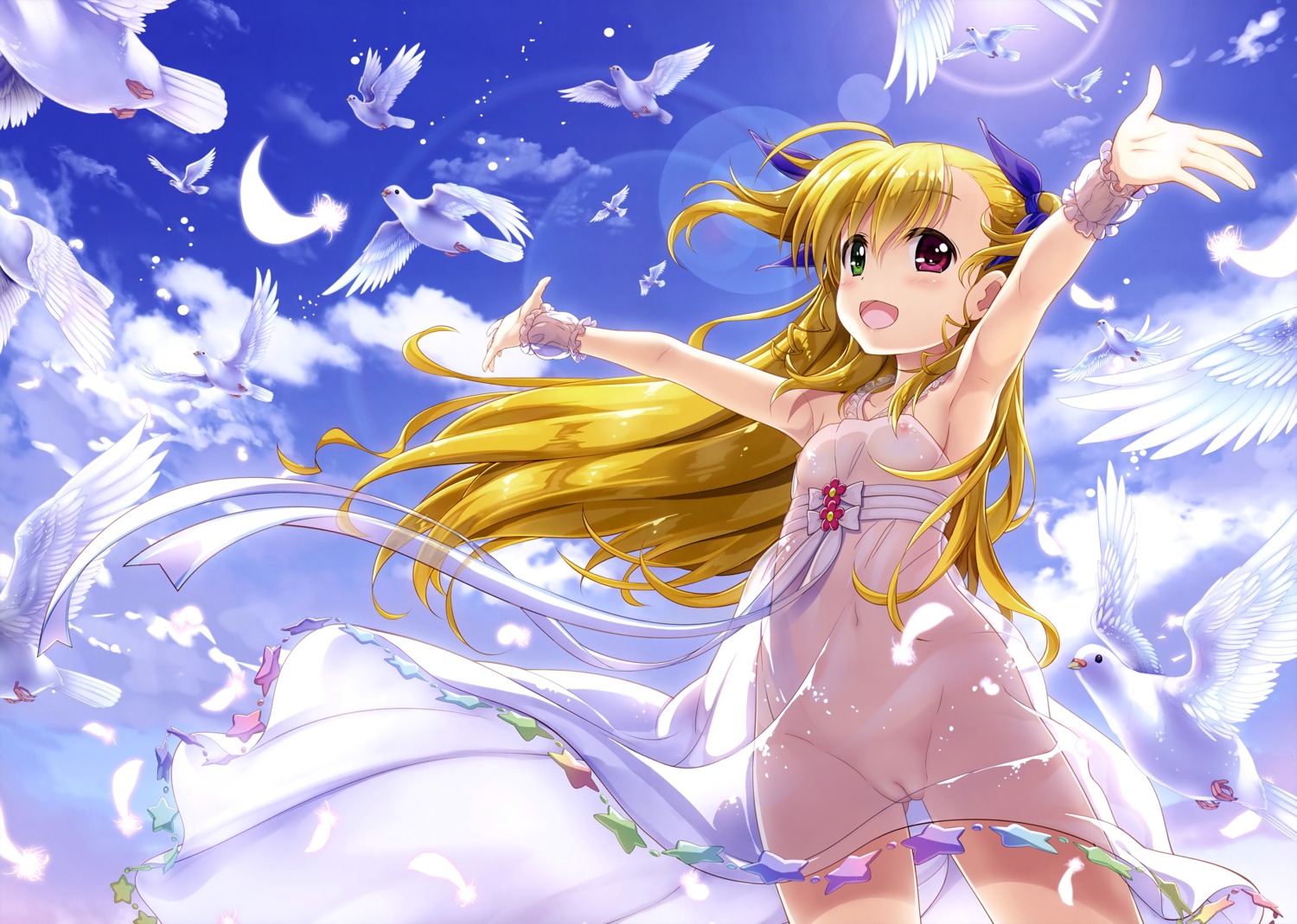 dress essentia fujima_takuya heterochromia loli mahou_shoujo_lyrical_nanoha mahou_shoujo_lyrical_nanoha_vivid nipples no_bra nopan photoshop pussy see_through summer_dress uncensored vivio