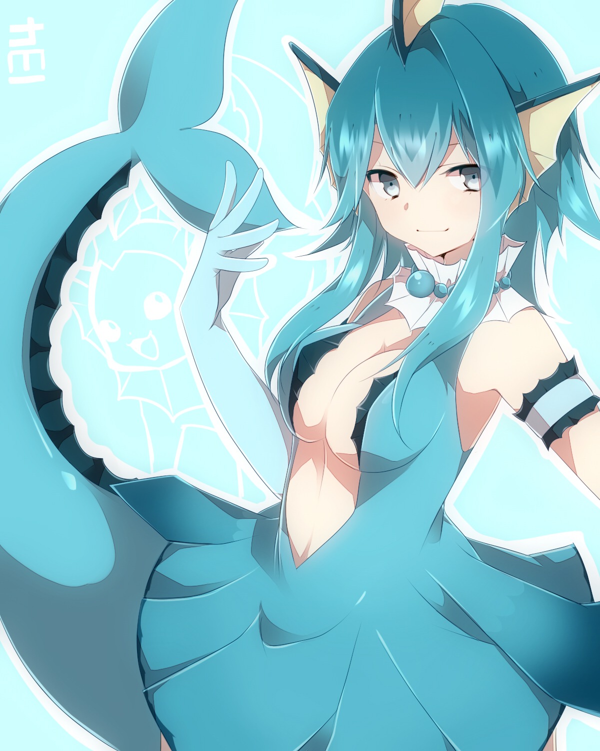 anthropomorphization cleavage dress pokemon takeshima_eku vaporeon