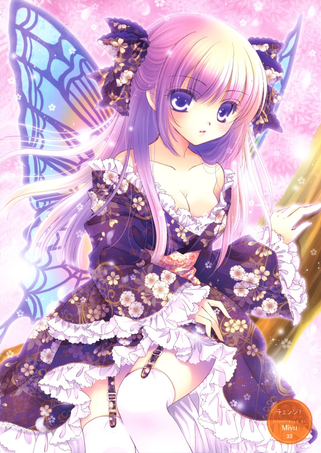 cleavage fairy lolita_fashion miyu_(artist) stockings thighhighs wa_lolita wings