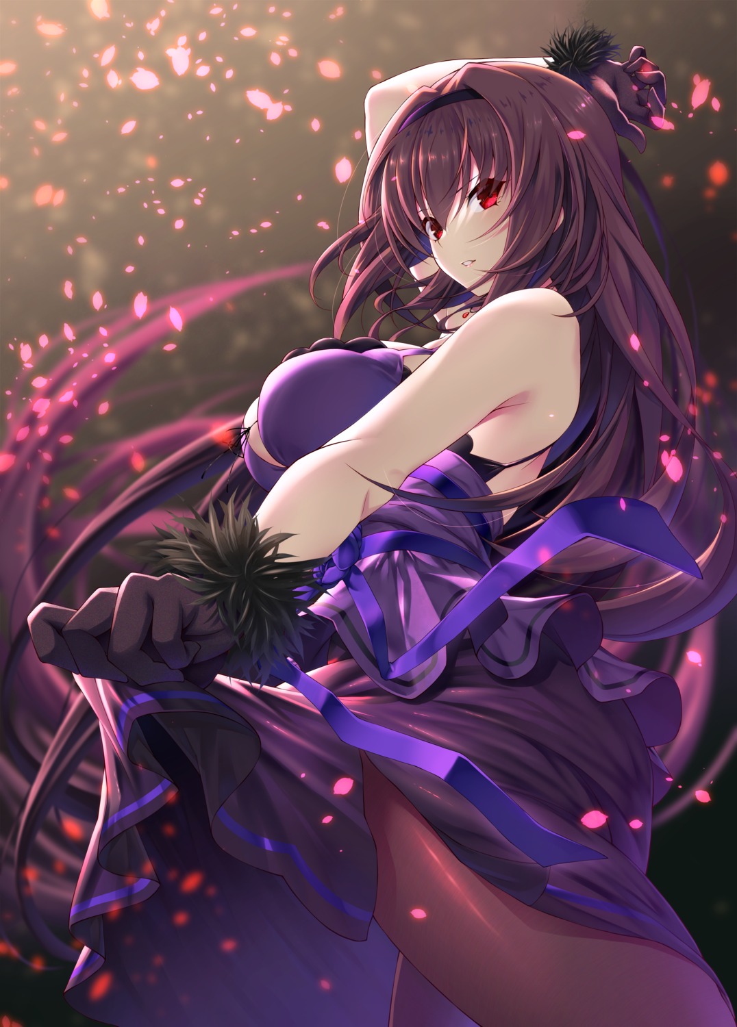 dress emanon_123 fate/grand_order pantyhose scathach_(fate/grand_order) skirt_lift