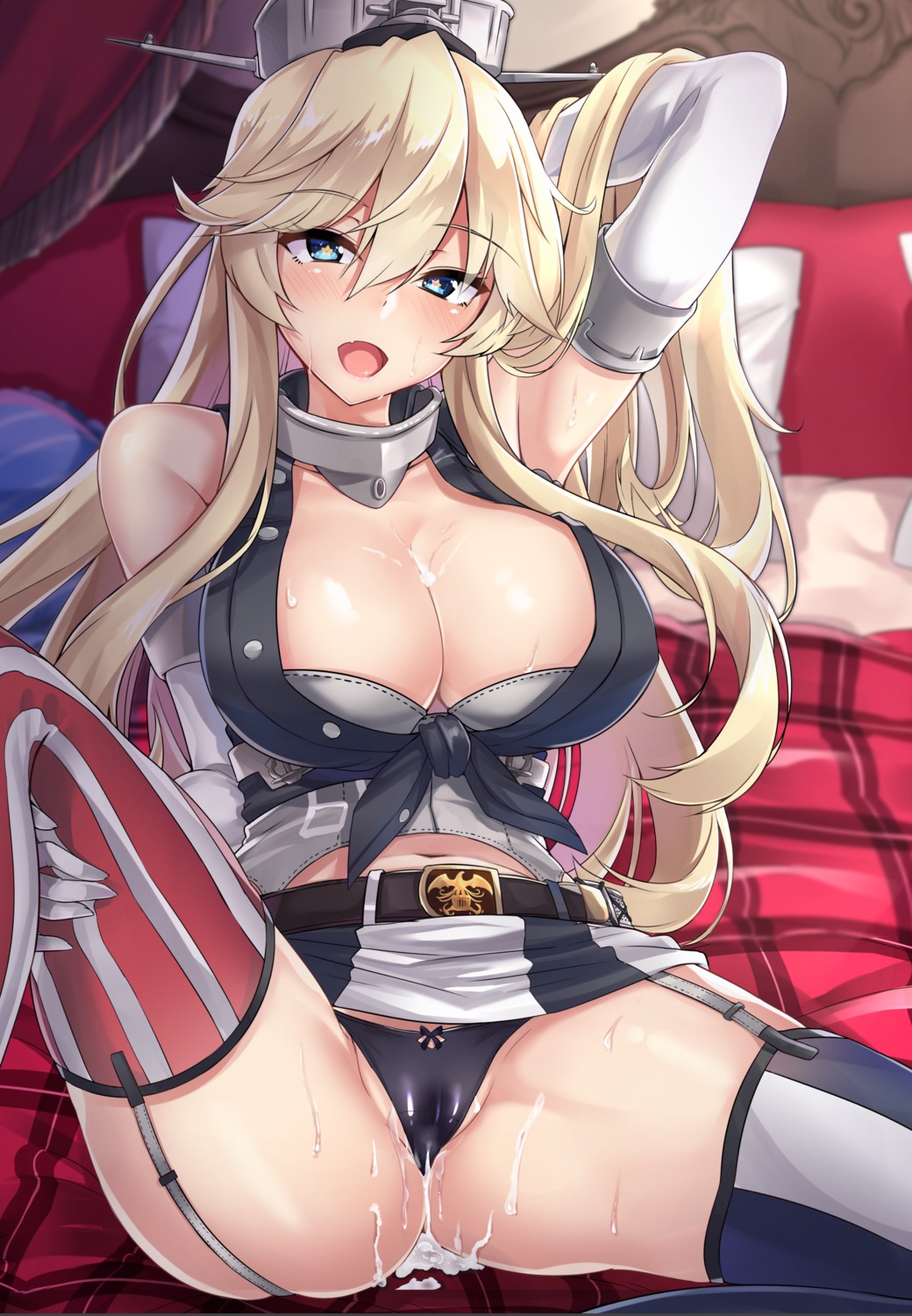 cameltoe cleavage cum iowa_(kancolle) kantai_collection kazami_chiu pantsu stockings thighhighs