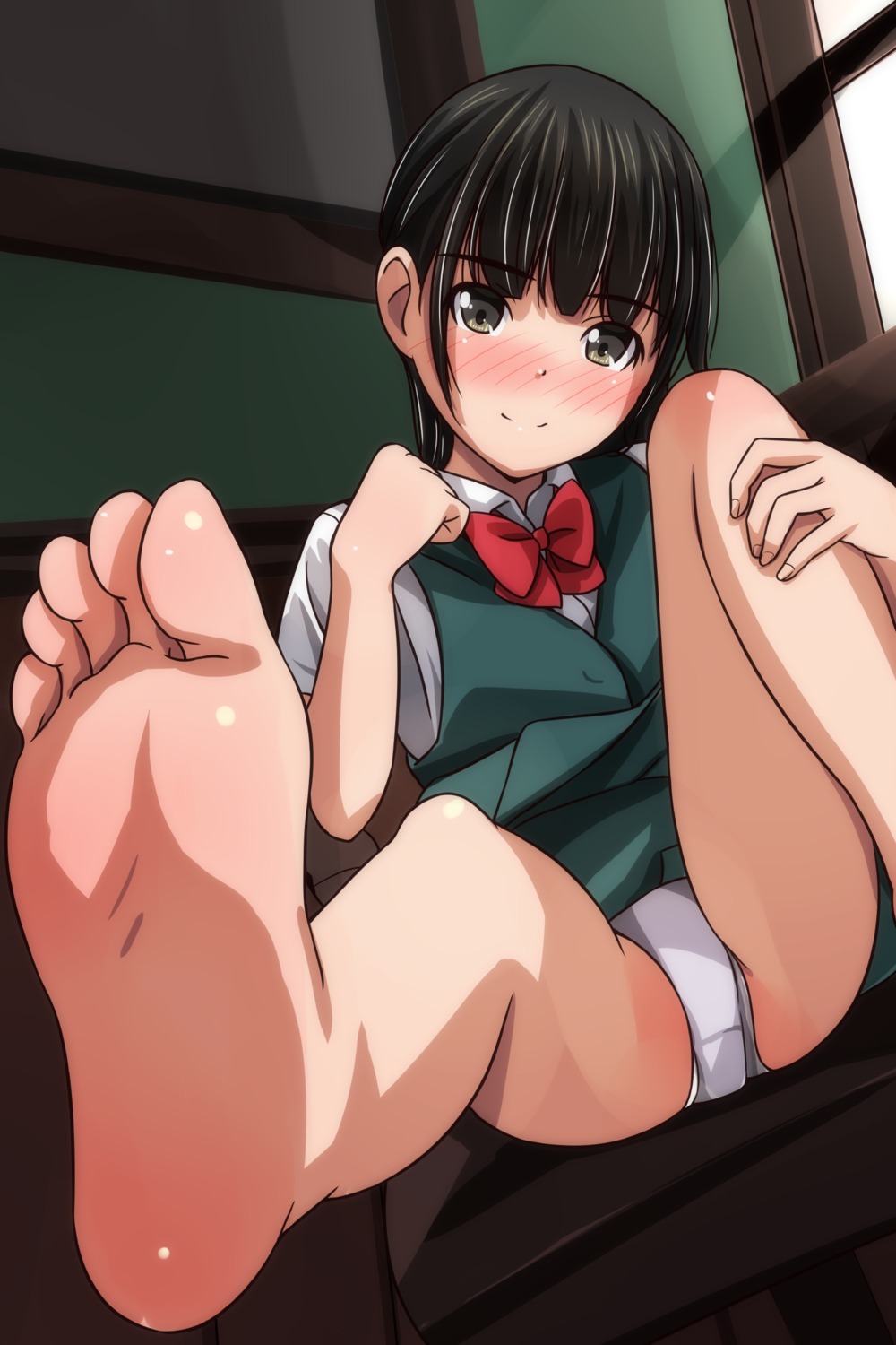 feet loli matsunaga_kouyou pantsu seifuku skirt_lift