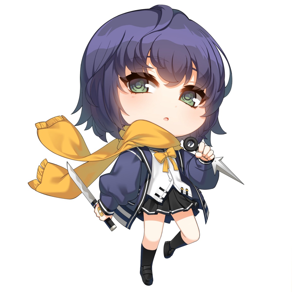 chibi closers eunha_(closers) seifuku sweater tagme weapon