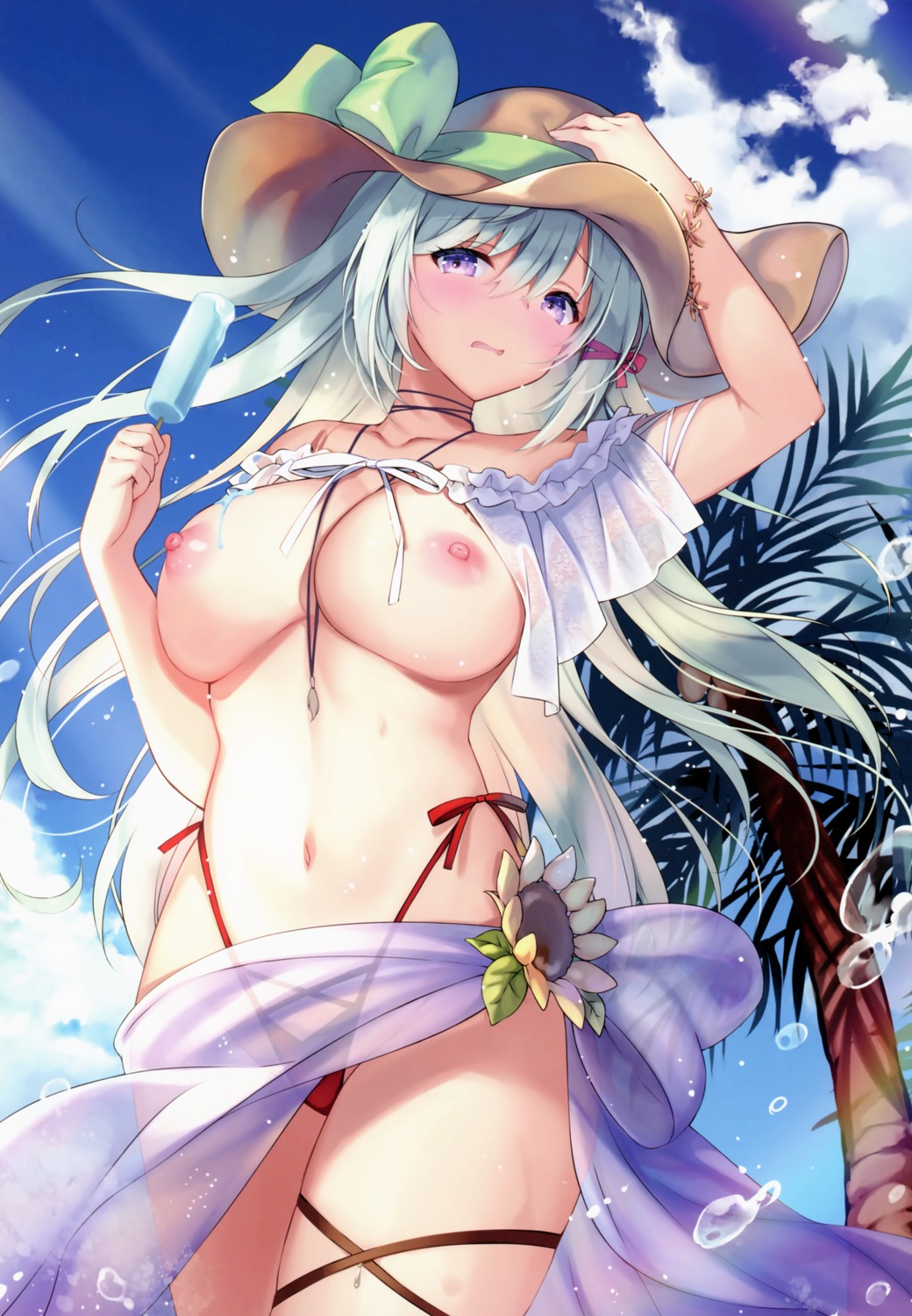 bikini breasts garter nipples no_bra rei see_through swimsuits