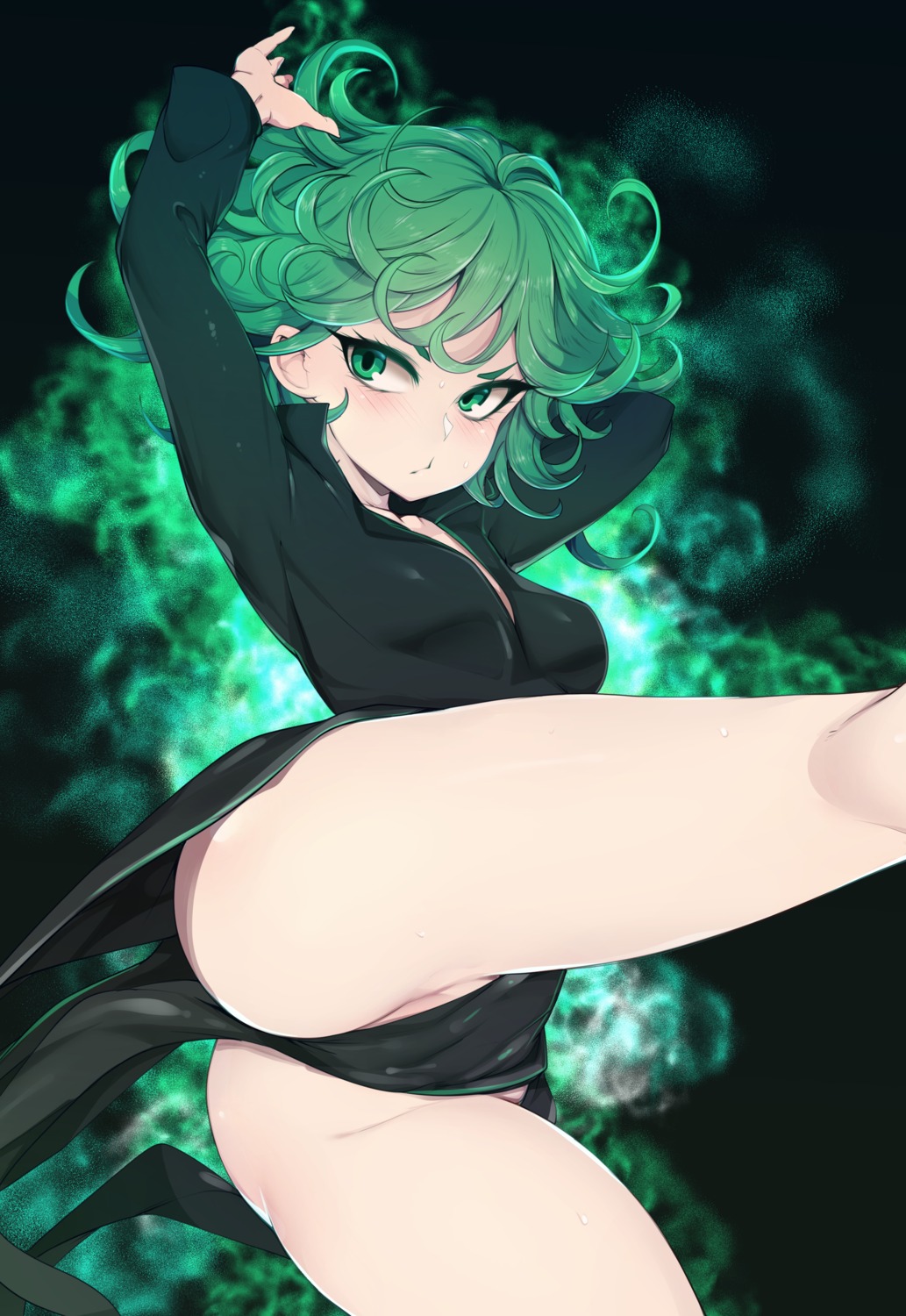 cameltoe dress nopan one_punch_man skirt_lift slugbox tatsumaki_(one_punch_man)