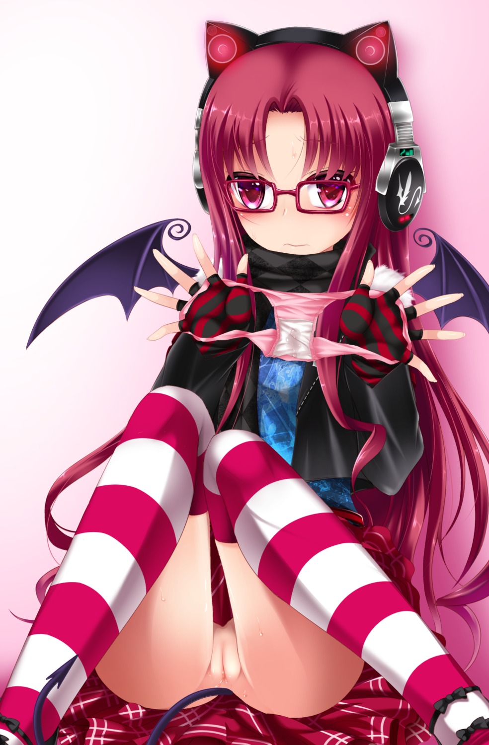 emil_chronicle_online headphones megane pantsu pussy pussy_juice shimo_(depthbomb) tail thighhighs uncensored wings