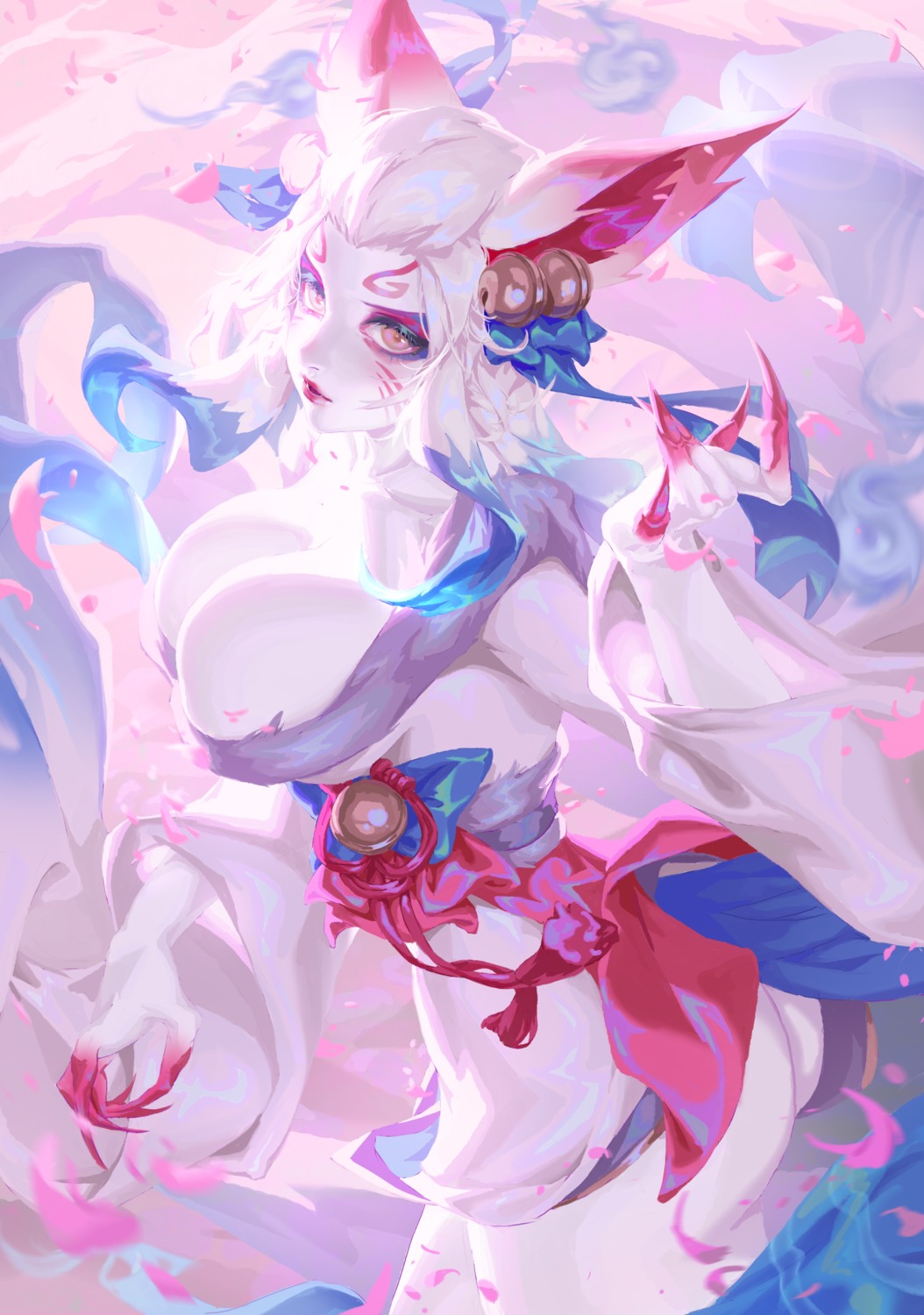 ahri animal_ears ass atomicxx japanese_clothes league_of_legends no_bra nopan skirt_lift