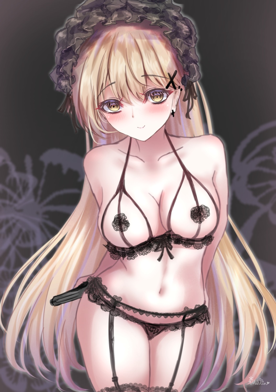 bra garter_belt girls_frontline lingerie martinreaction pantsu ppk_(girls_frontline) stockings thighhighs