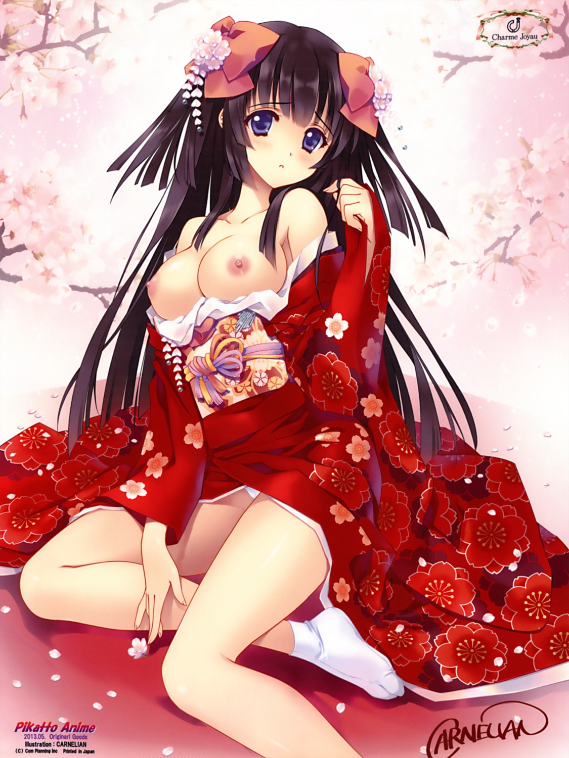 breasts carnelian kimono nipples no_bra open_shirt pantsu