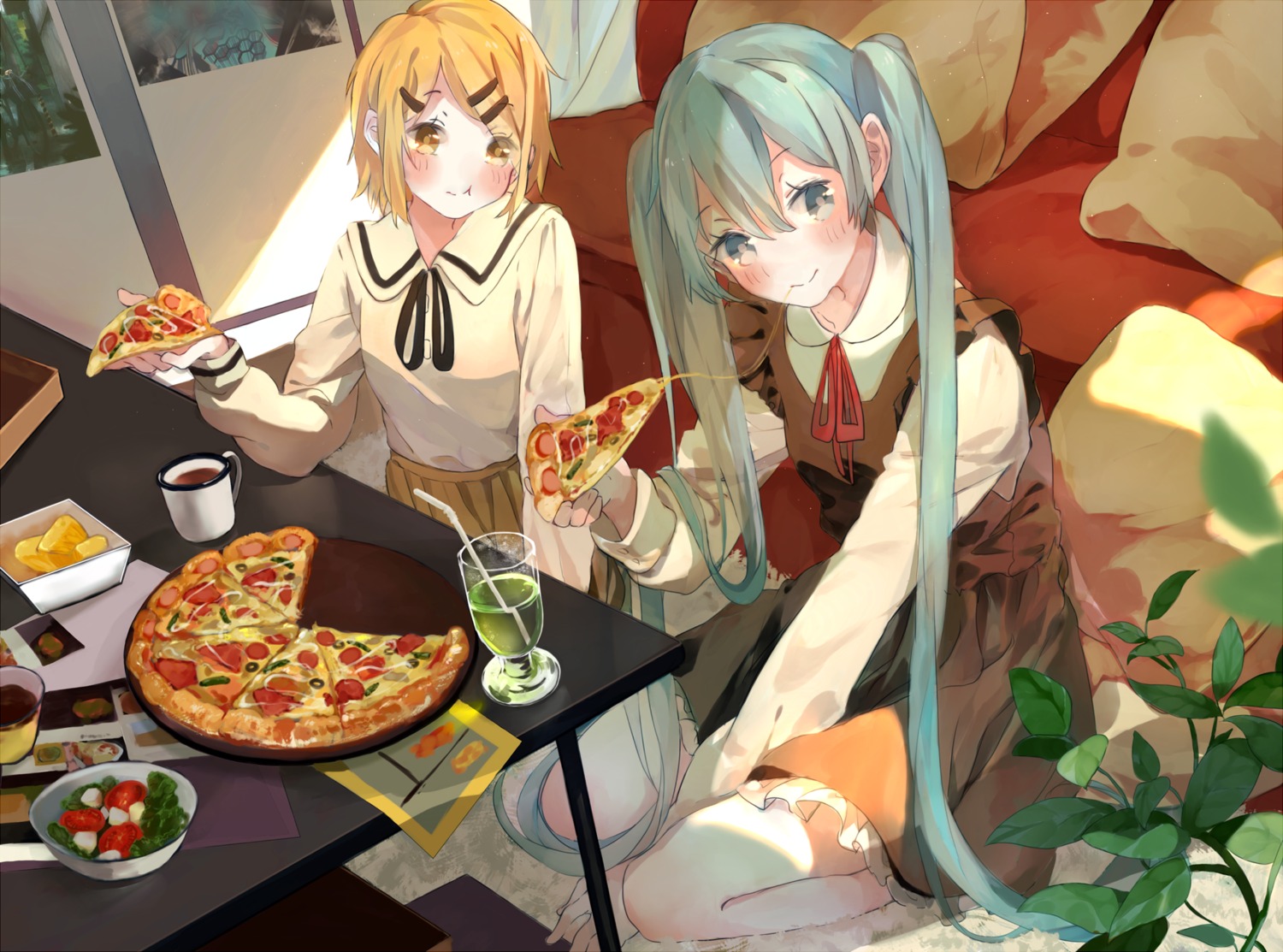 bou_shaku dress hatsune_miku kagamine_rin vocaloid