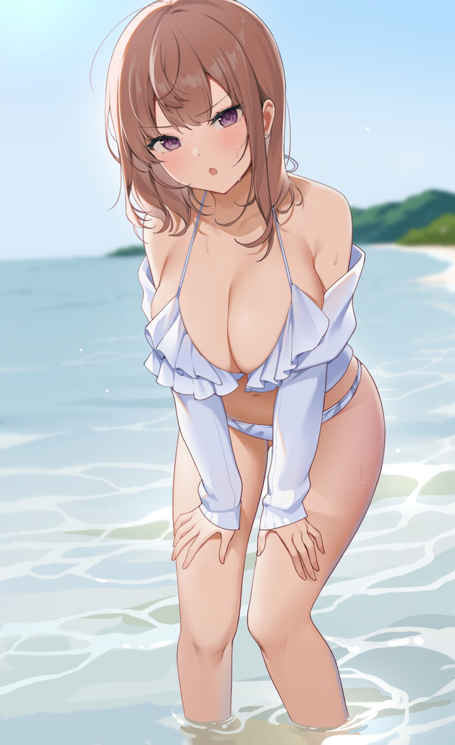 bikini ikomochi open_shirt swimsuits wet