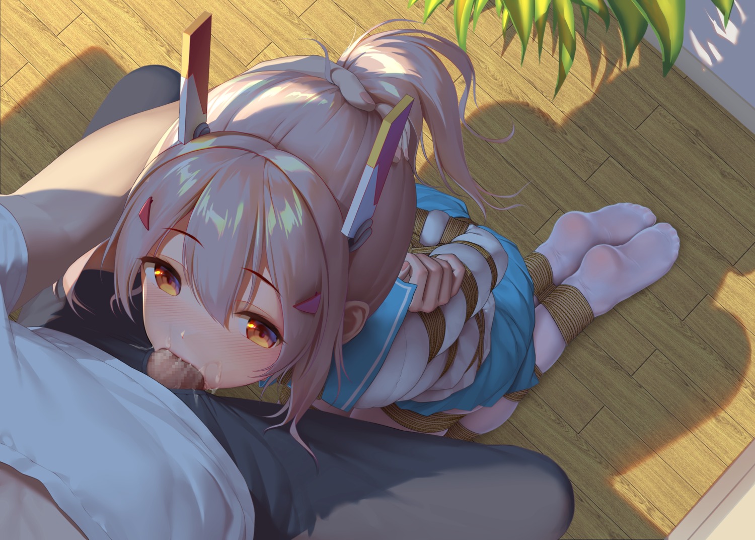 ayanami_(azur_lane) azur_lane bondage censored cum fellatio penis seifuku tokinohimitsu