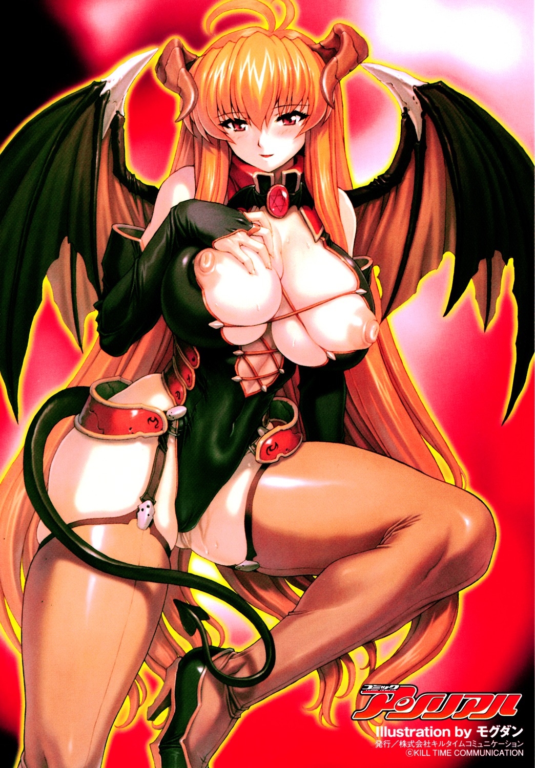 breasts cleavage comic_unreal devil heels horns mogudan nipple_slip stockings thighhighs wings