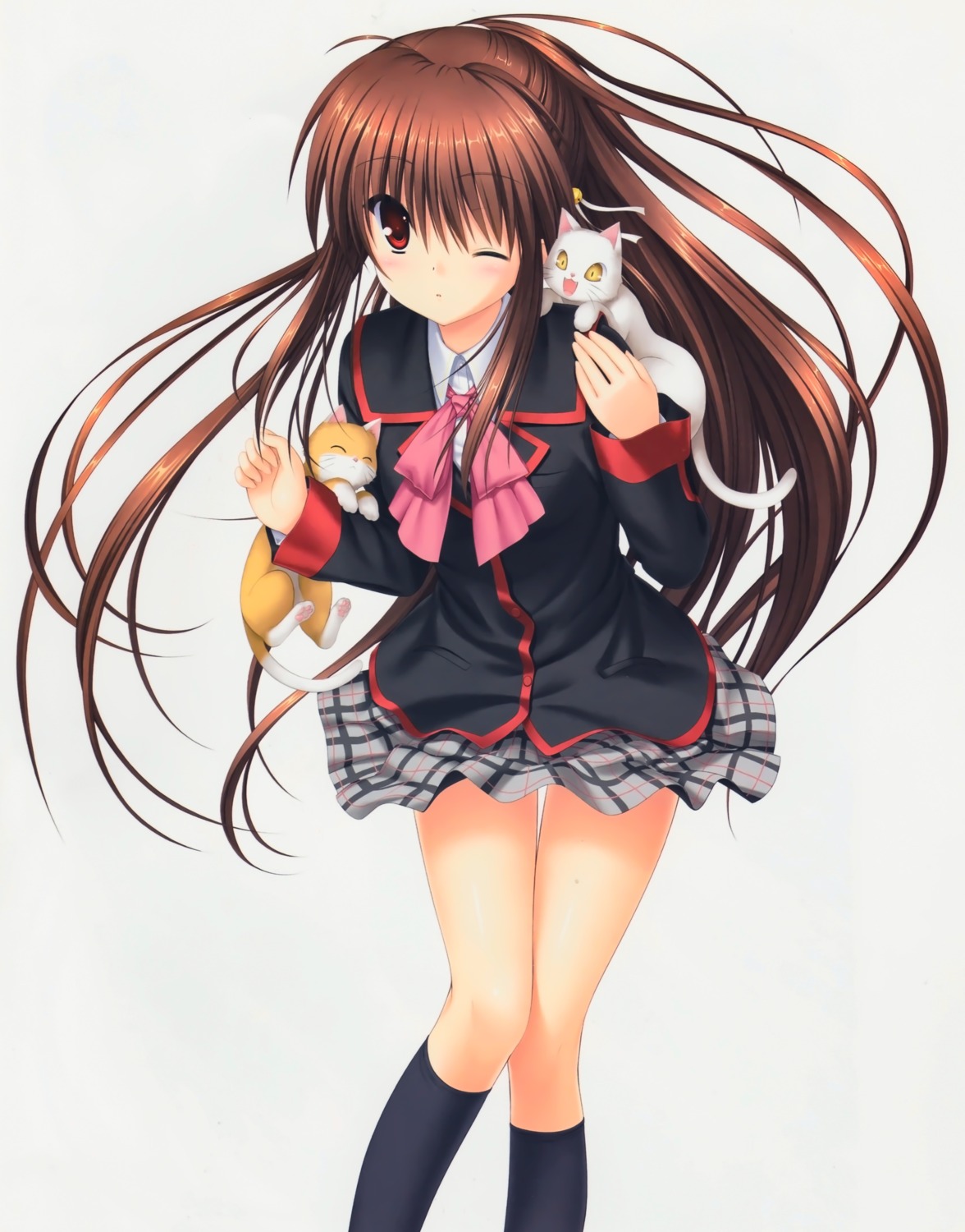 key little_busters! na-ga natsume_rin neko seifuku skirt_lift