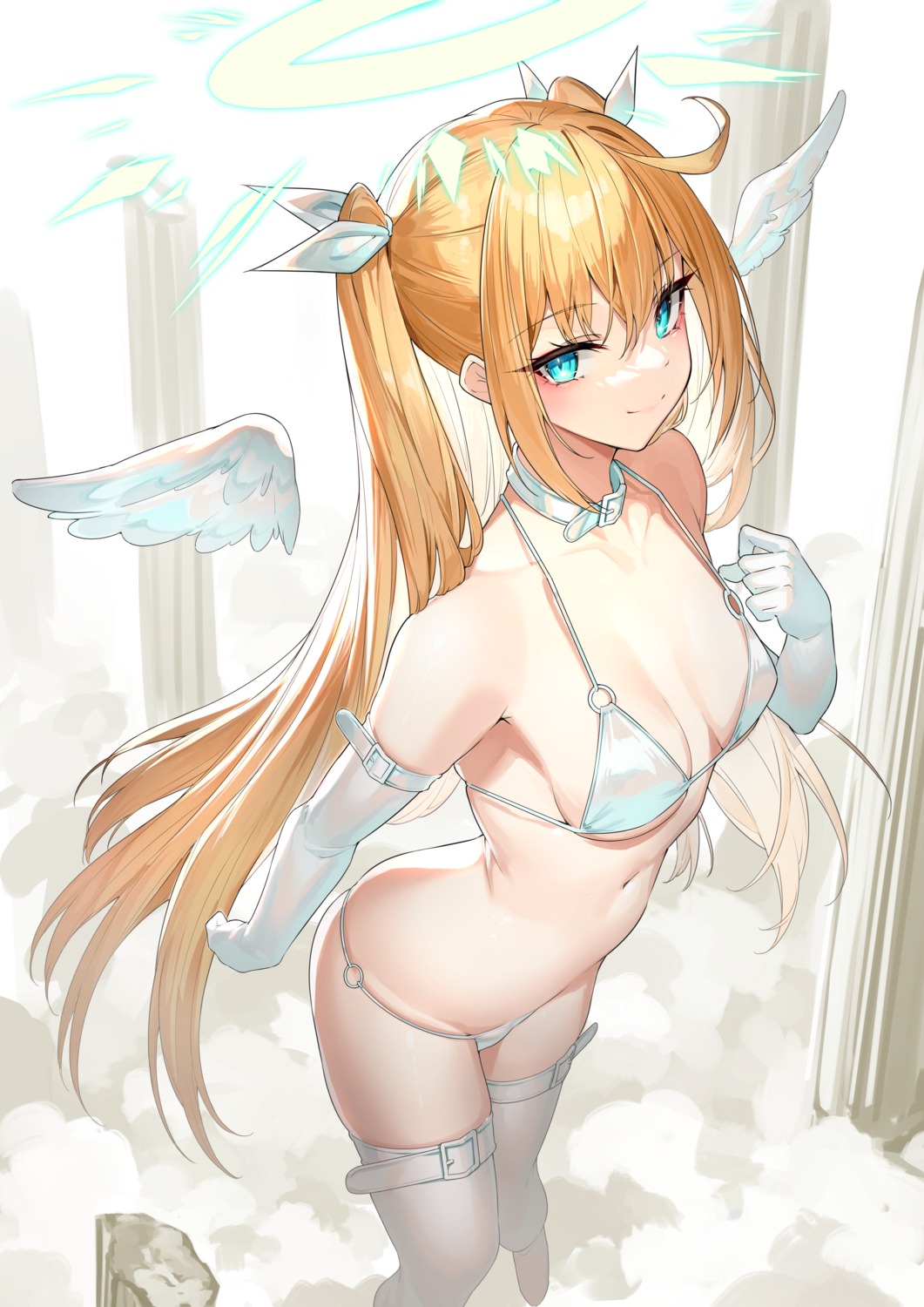 angel bikini garter swimsuits thighhighs wings yamanokami_eaka