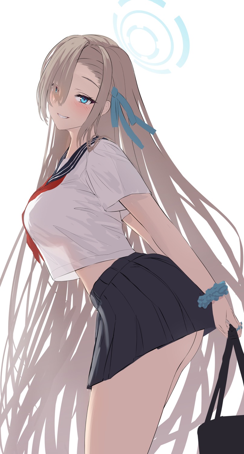 ass blue_archive halo ichinose_asuna see_through seifuku silver_bullet_(ecc12_8) skirt_lift